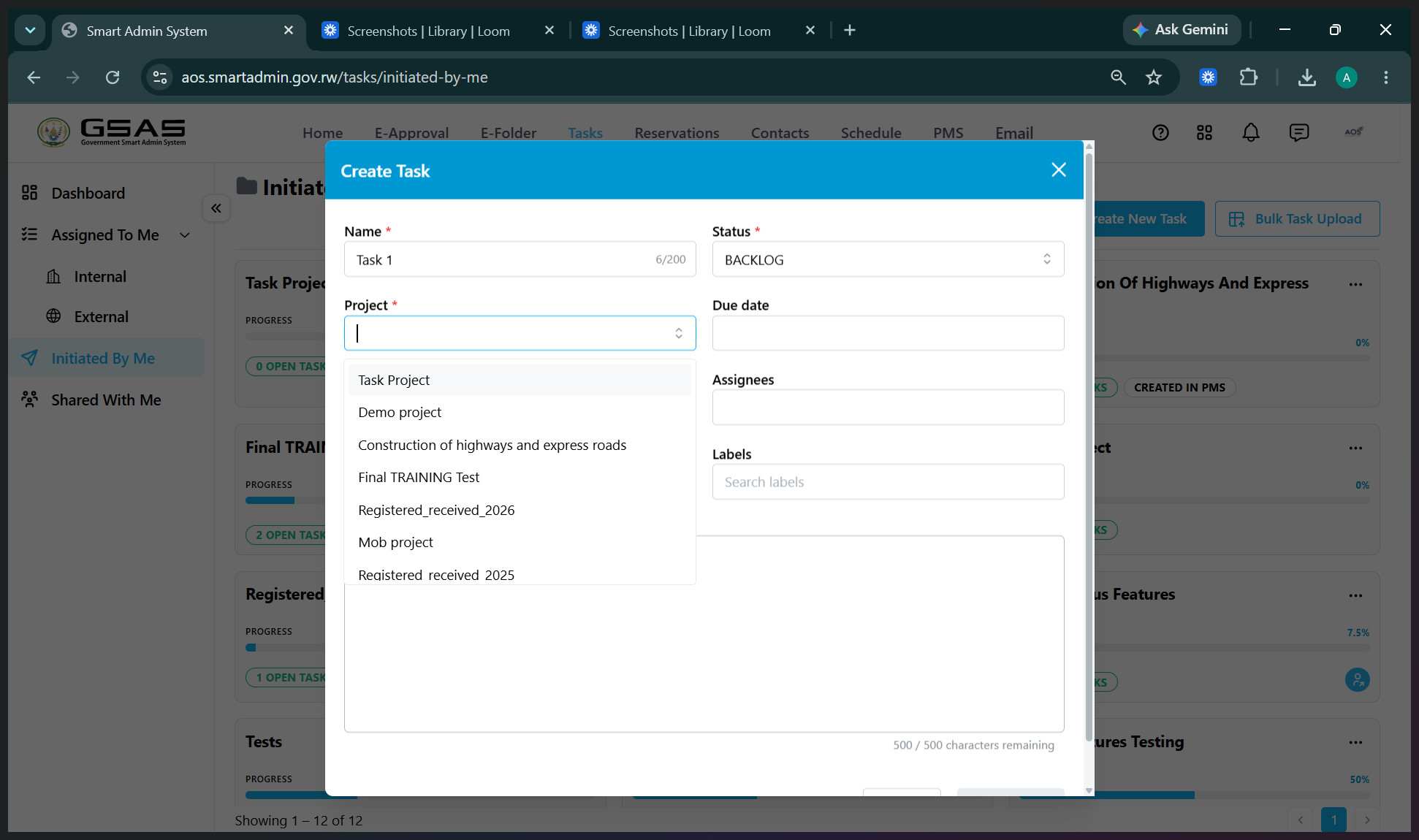 Step #20: Select the project this task belongs to from the dropdown menu.