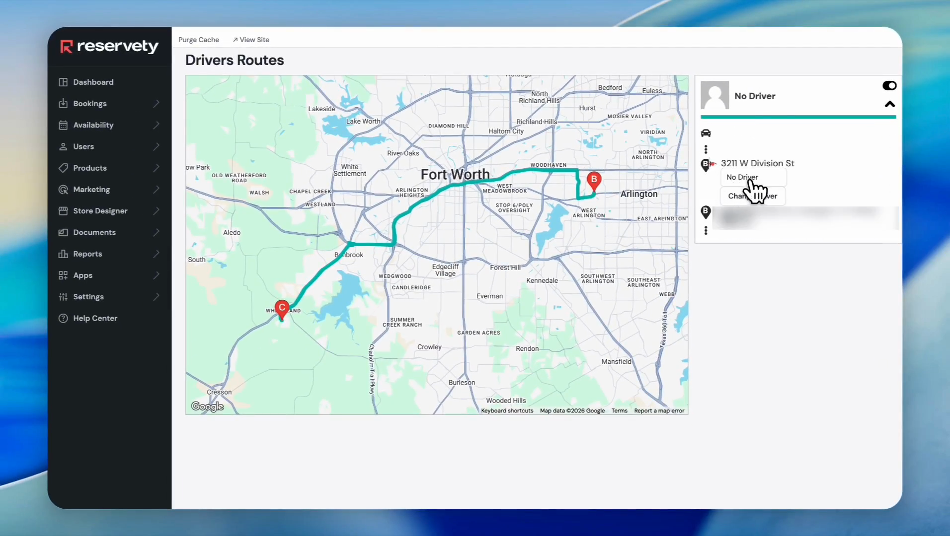 Step #12: Click the driver dropdown menu for the first location, which currently reads "No Driver".