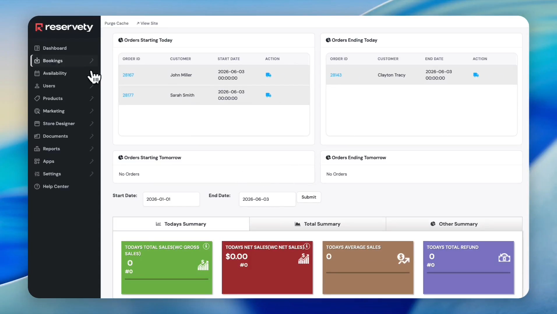Step #1: Click Bookings in the left navigation menu.
