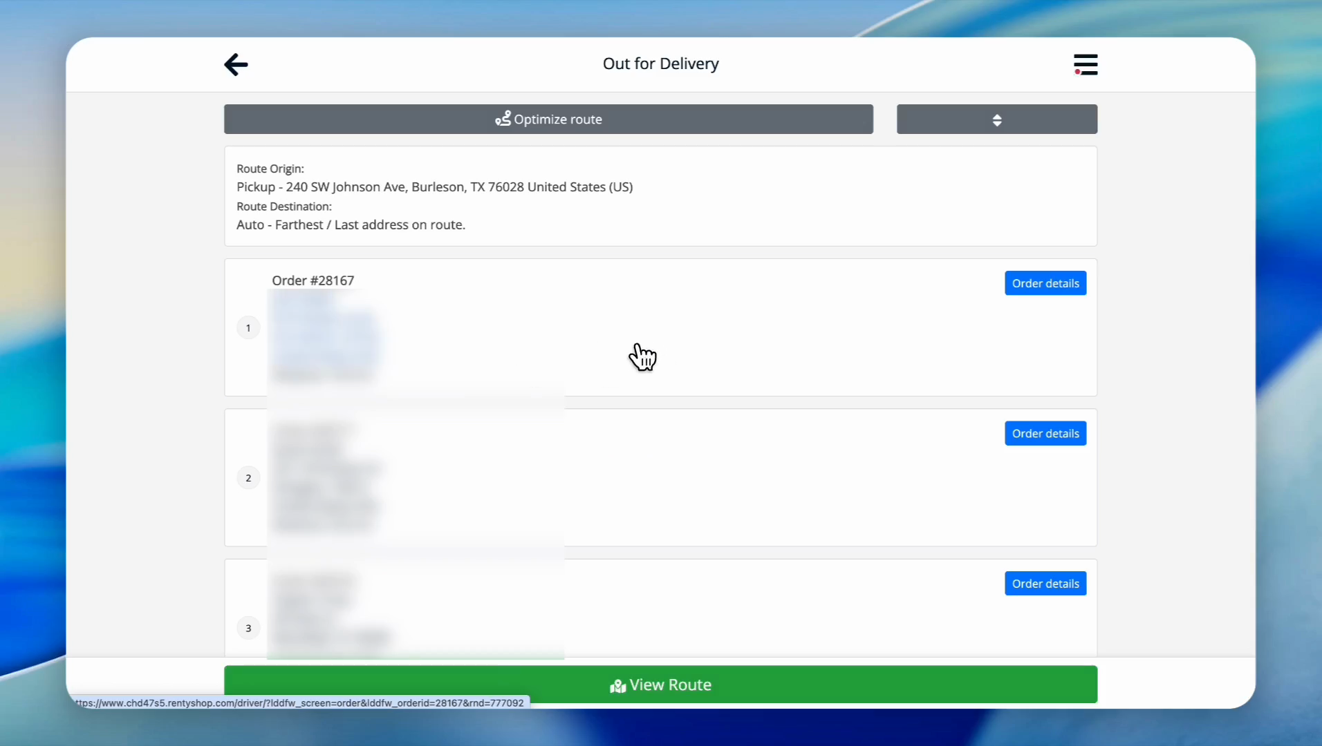 Step #36: Click on the first order in your updated itinerary.
