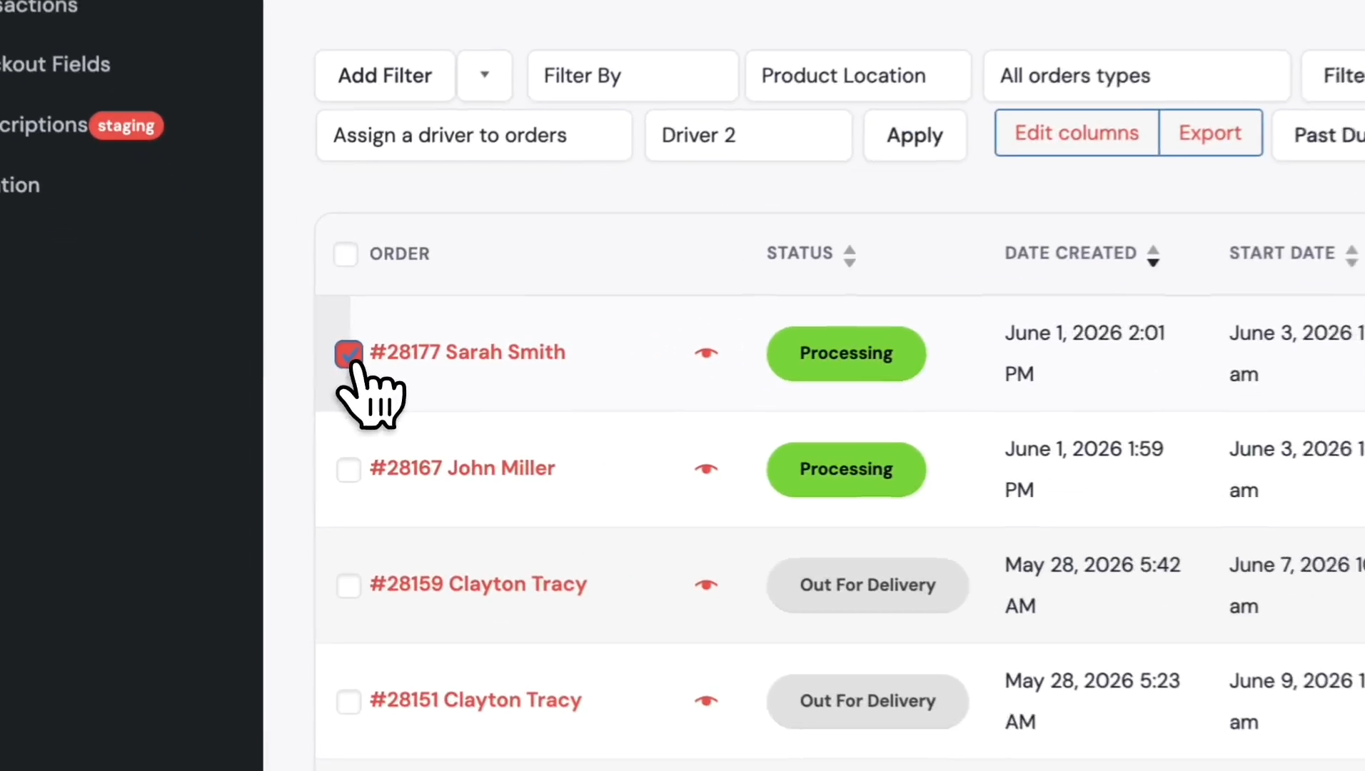 Step #8: Check the box next to the first order to assign.