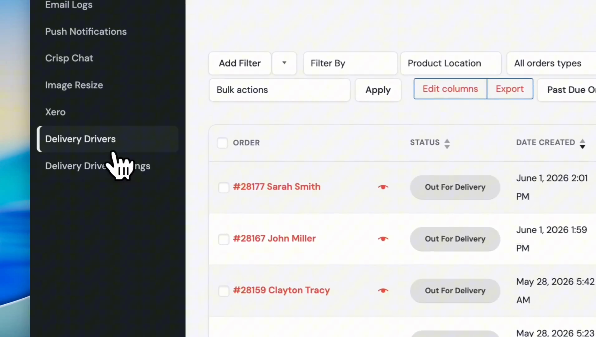 Step #27: Click Delivery Drivers.