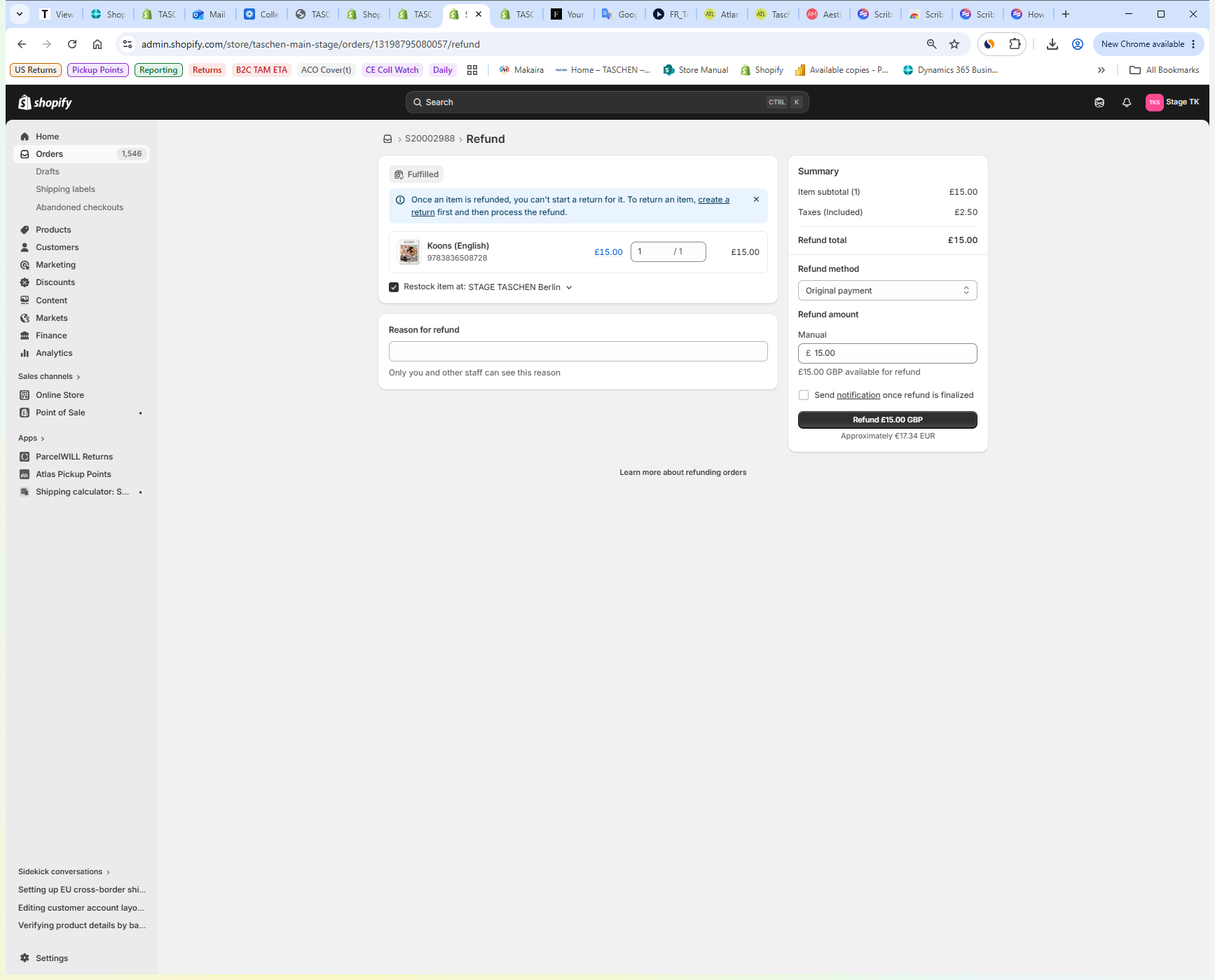 Step #5: Check or uncheck the Send notification to customer box based on whether you want the customer to receive an automated email about the refund.