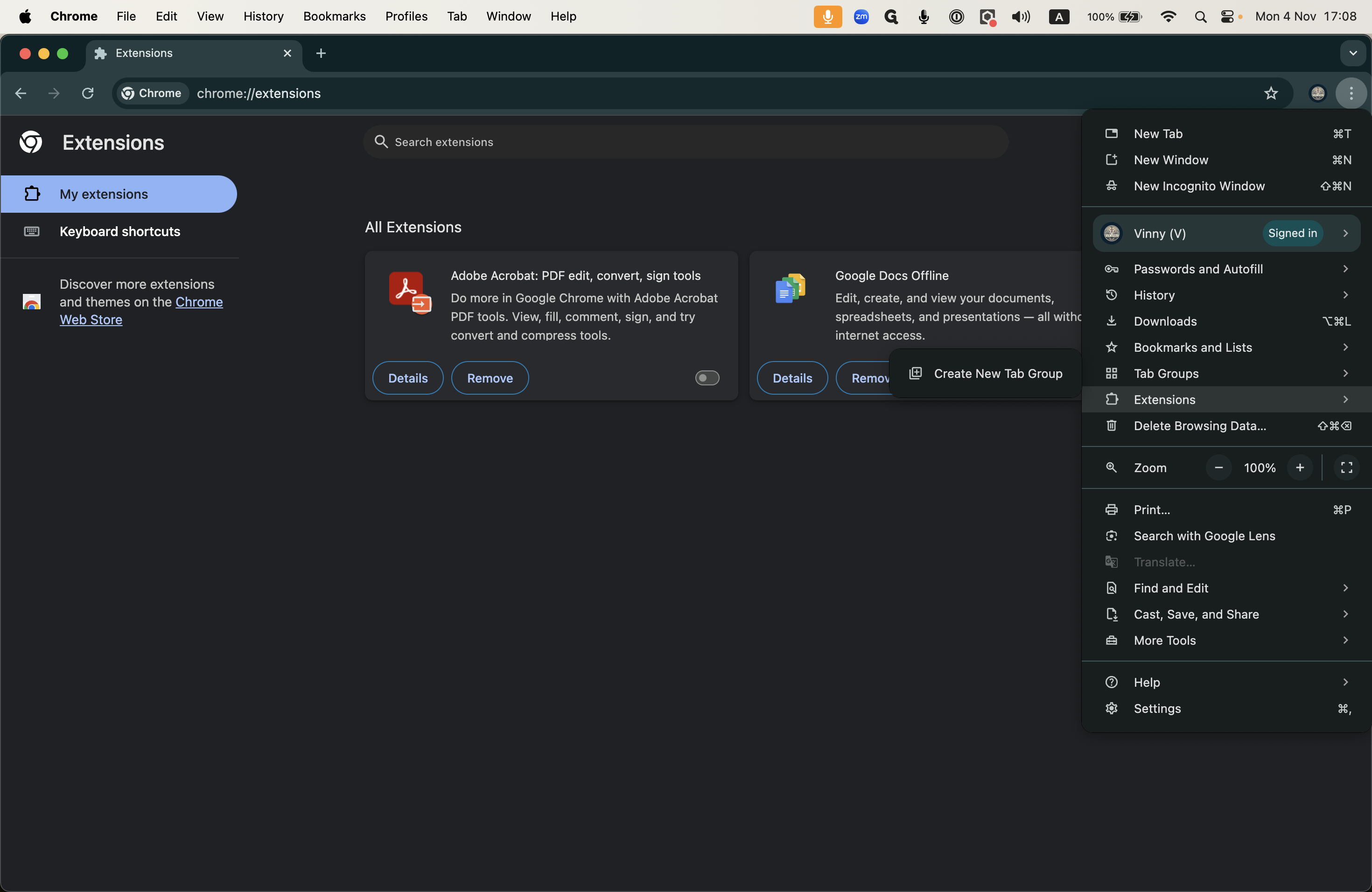 Step #2: Open Extensions sub-menu