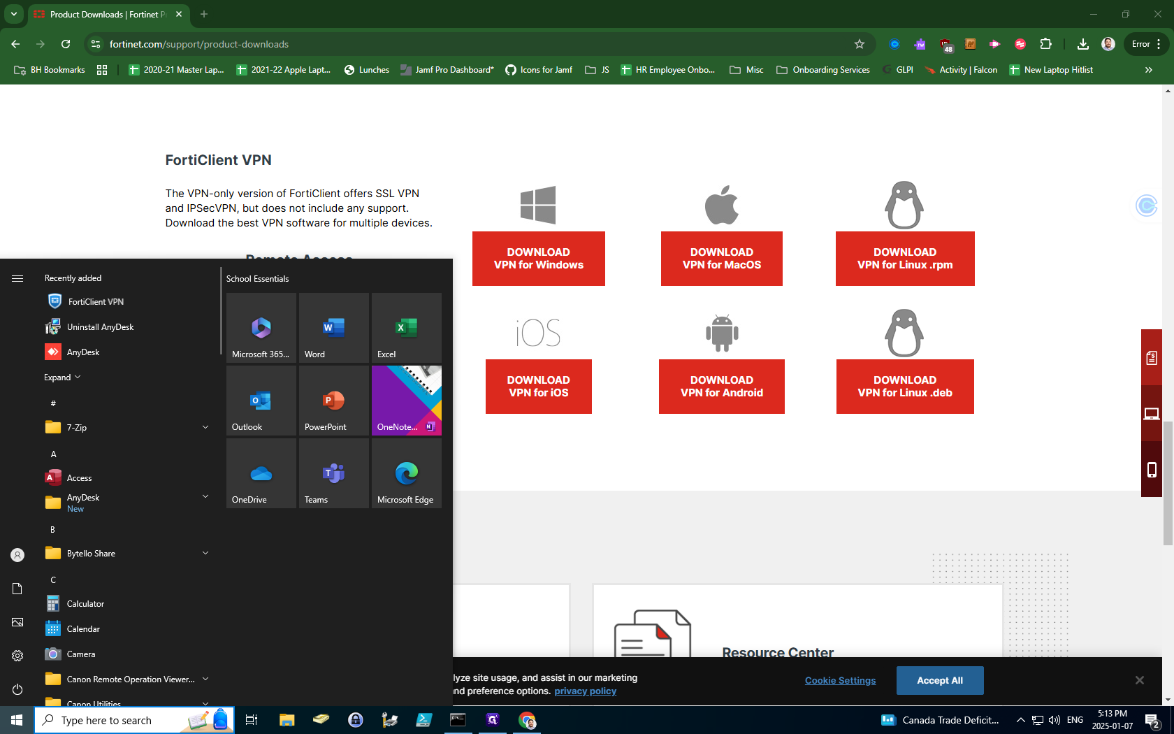 Step #6: Under Recently Added, click on "FortiClient VPN"