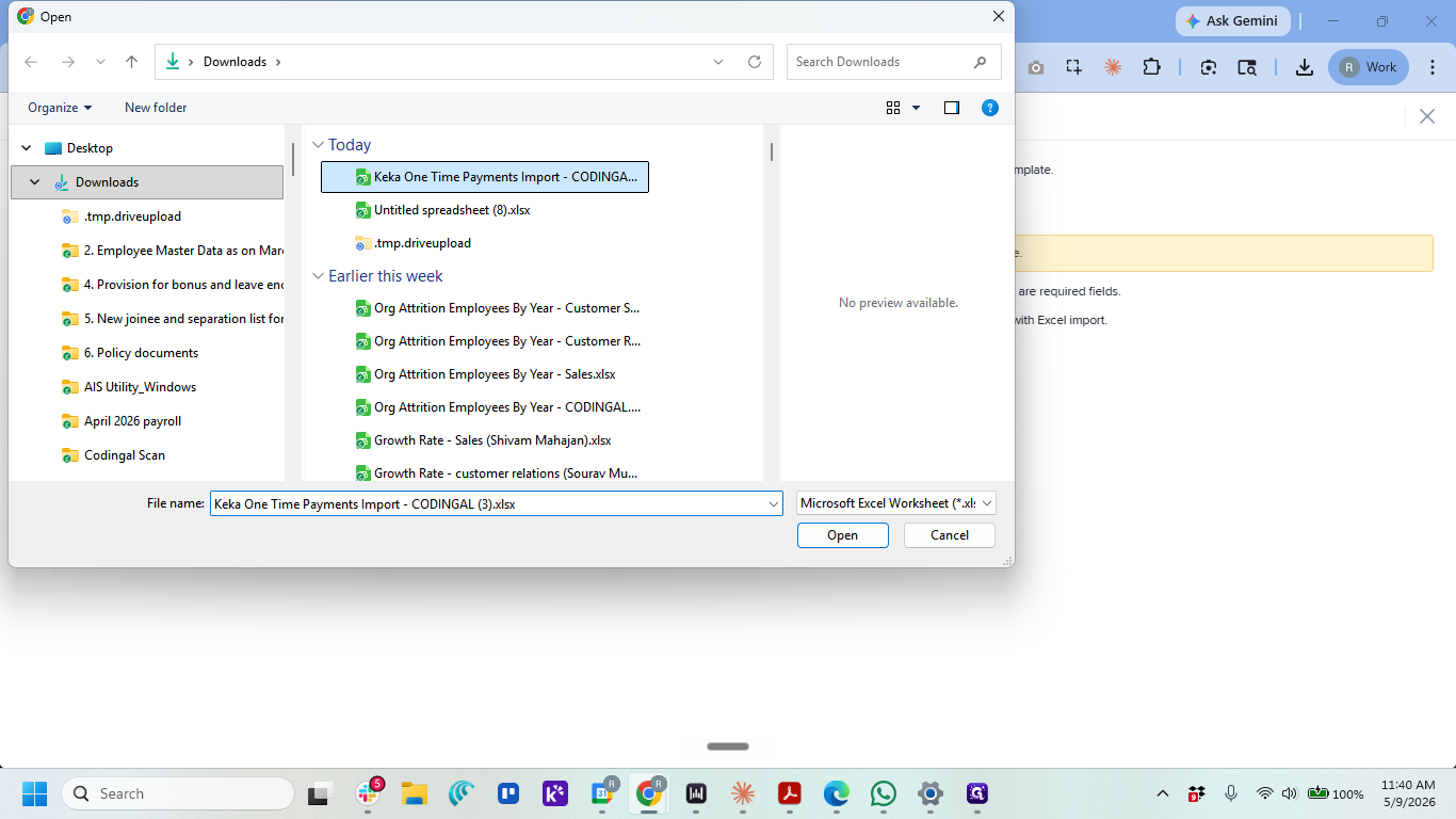 Step #17: Select the Excel file you just saved and double-click to upload it.