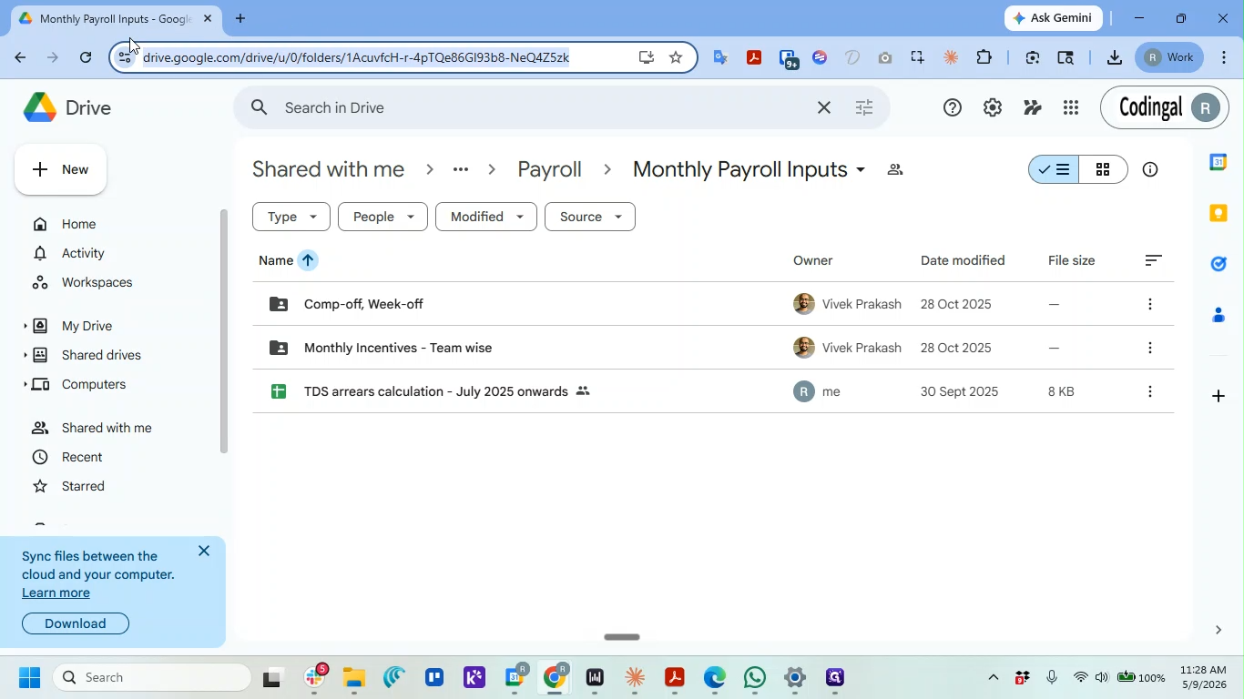 Step #2: Navigate to the 'Monthly Payroll Inputs' folder, where all the data lives. Note the URL: https://drive.google.com/drive/folders/1AcuvfcH-r-4pTQe86GI93b8-NeQ4Z5zk?usp=drive_link