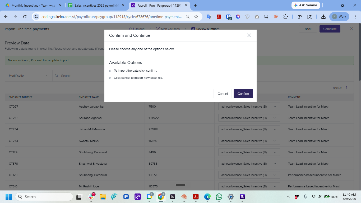 Step #20: Click Confirm to finalize the import process.