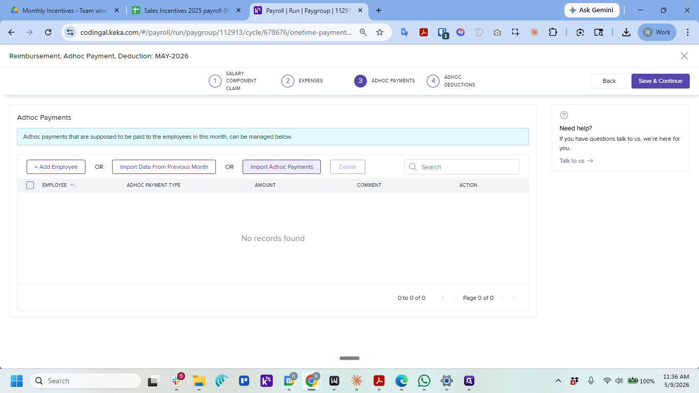 Step #11: In the Adhoc Payments section, click Import Adhoc Payments.