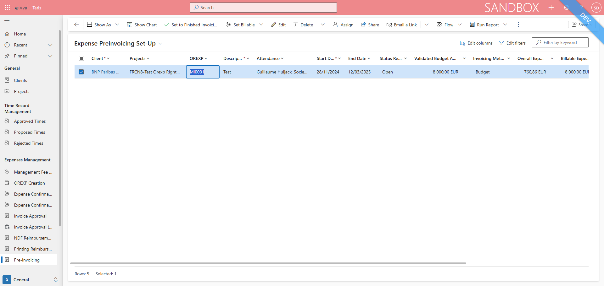 Step #10: Click on "MI0001" to change the budget of the OREXP
