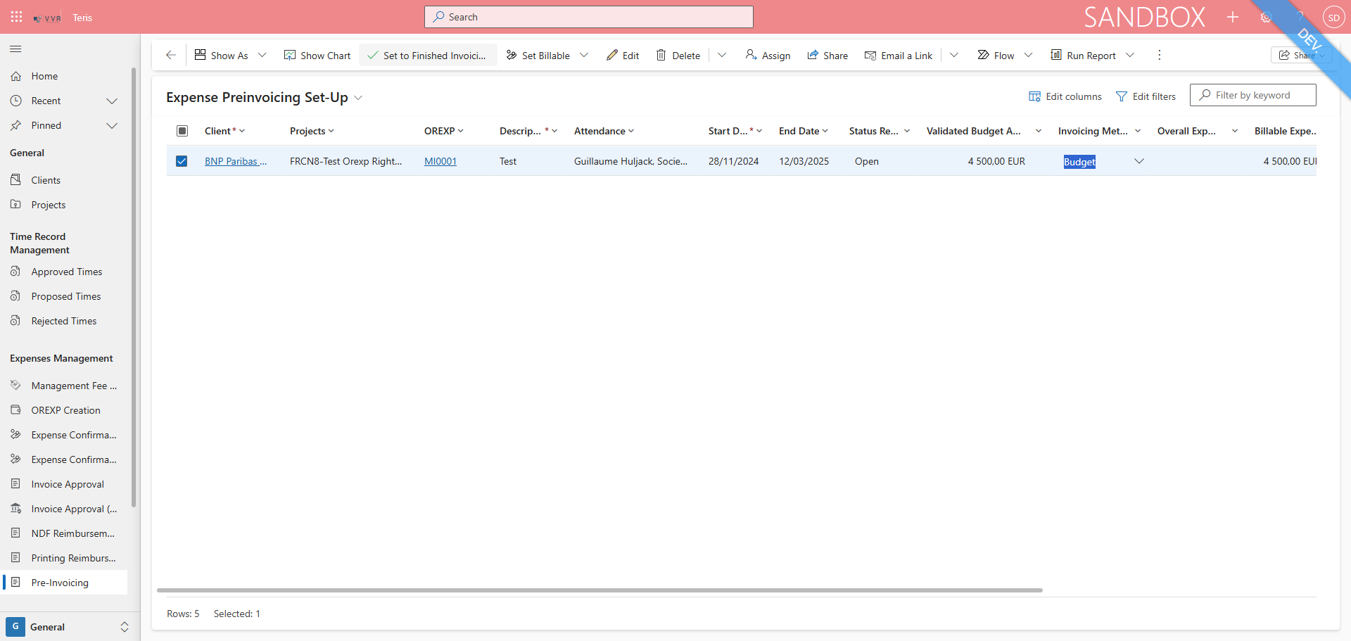 Step #19: Click on "Set to Finished Invoicing" to Sets selected OREXP as finished invoicing