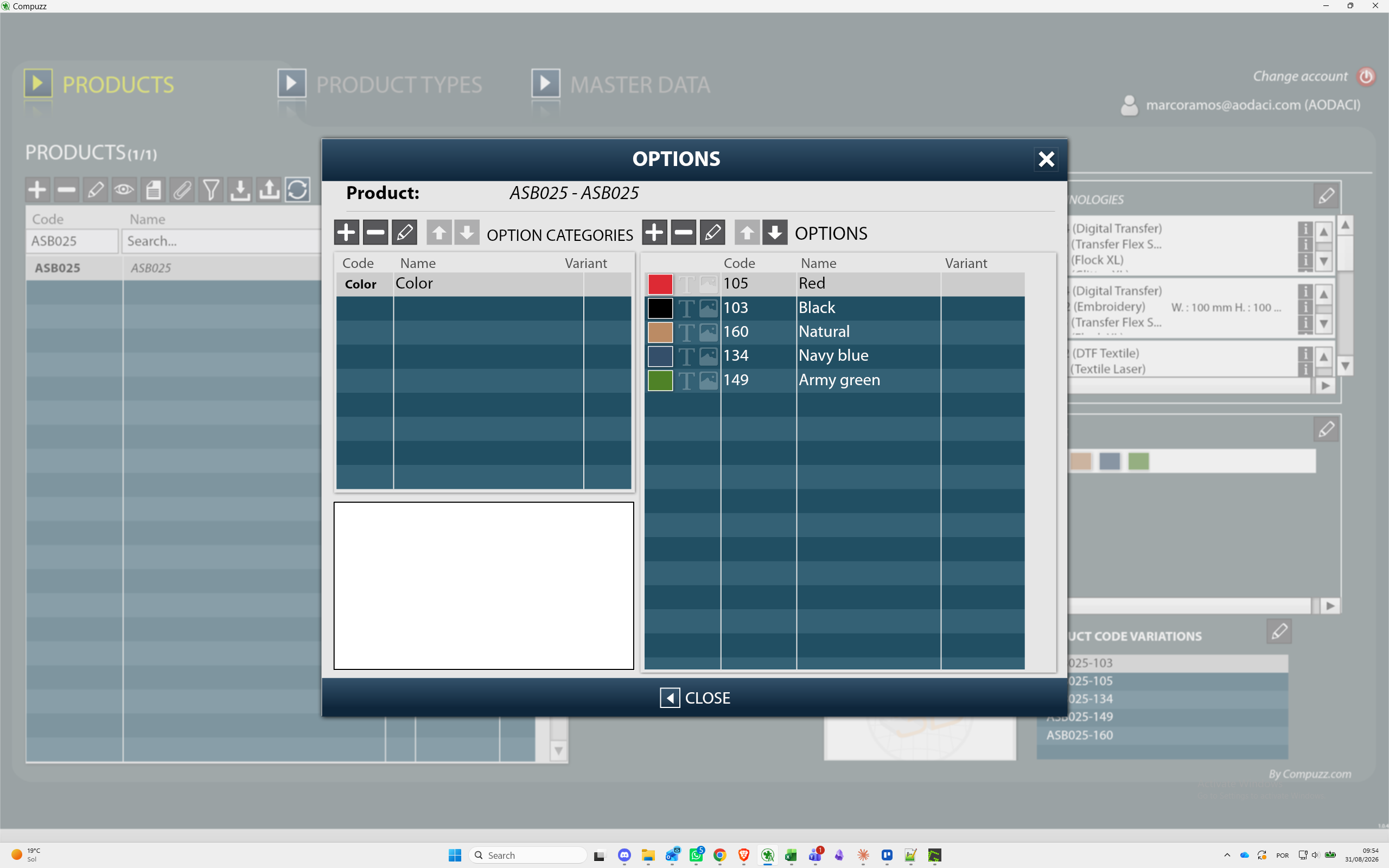 Step #3: Double-click the row for option code 105.