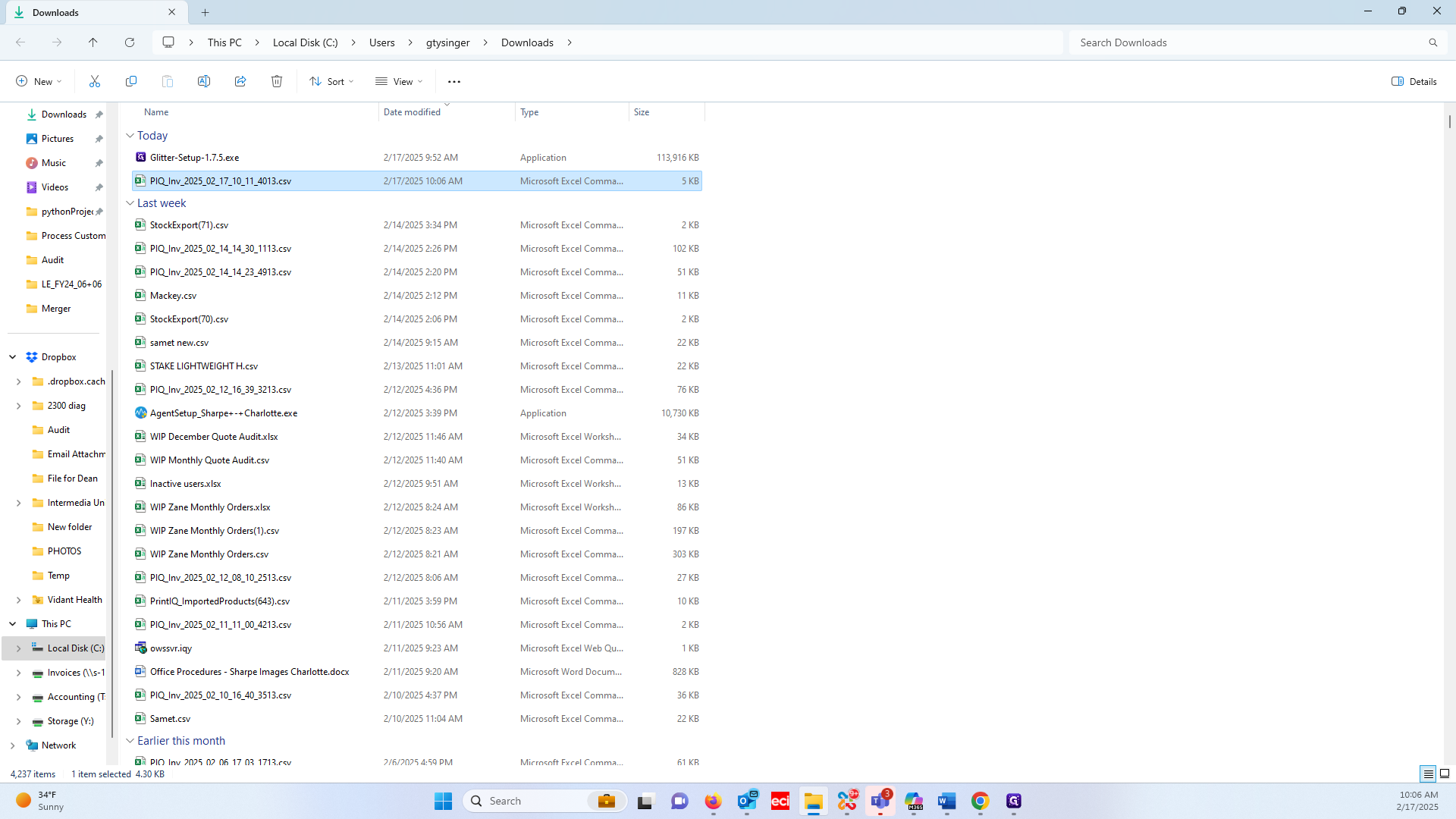 Step #9: Click on the export file. (ex: "PIQ Inv_2025_02_17_10_11_4013.csv")