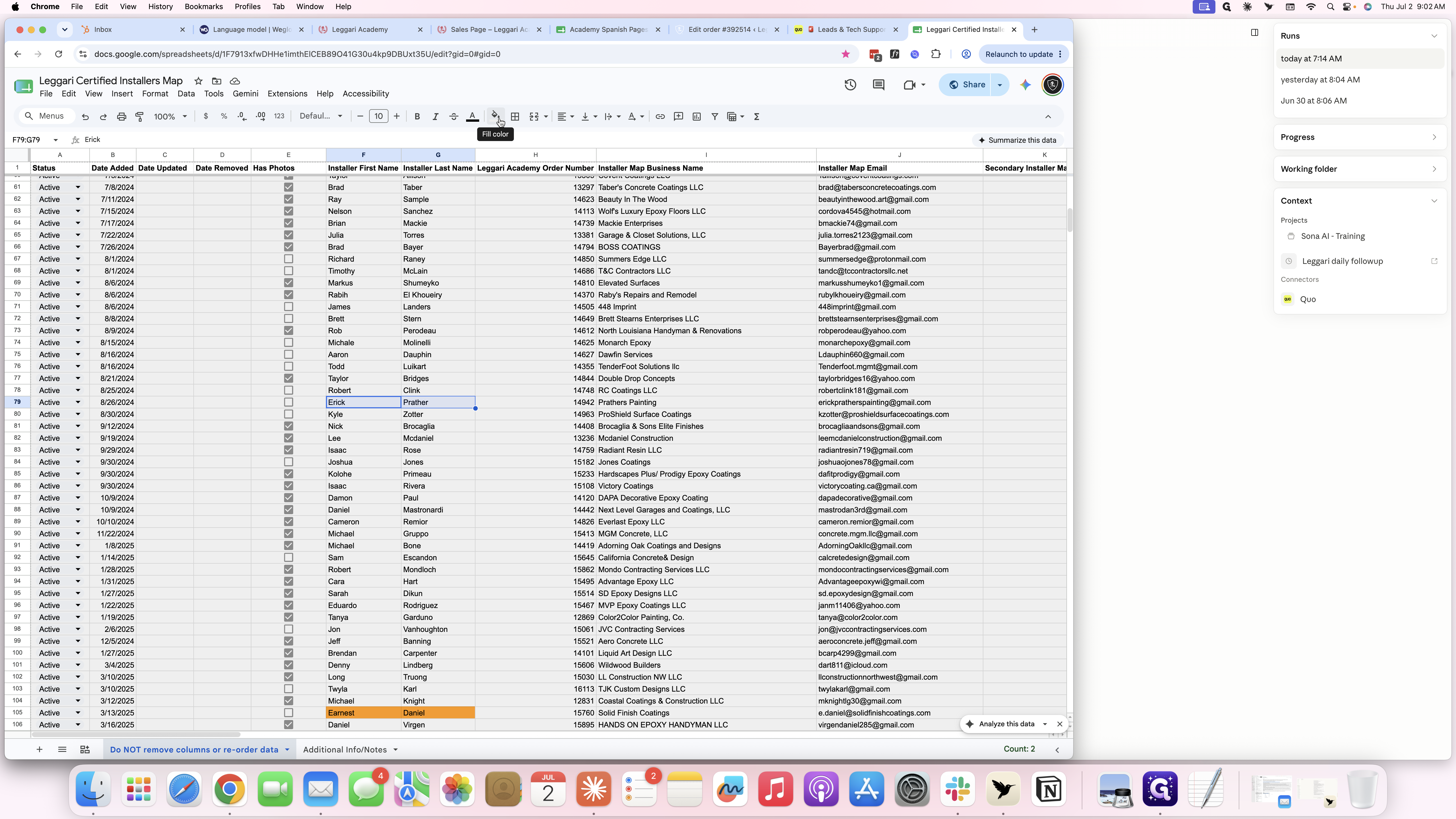 Step #21: Click the Fill color icon in the formatting toolbar.