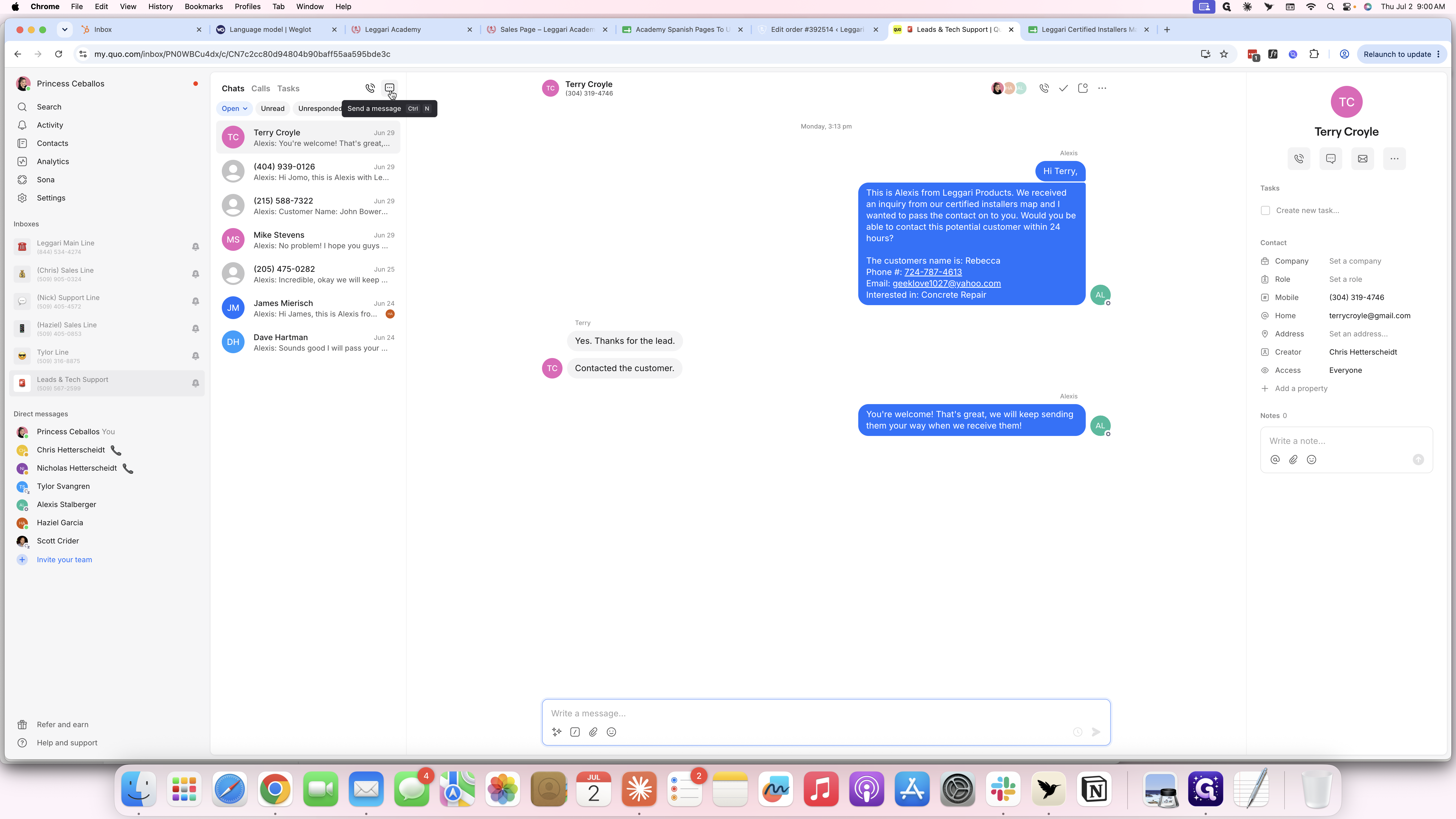 Step #15: Click the Send a message button.