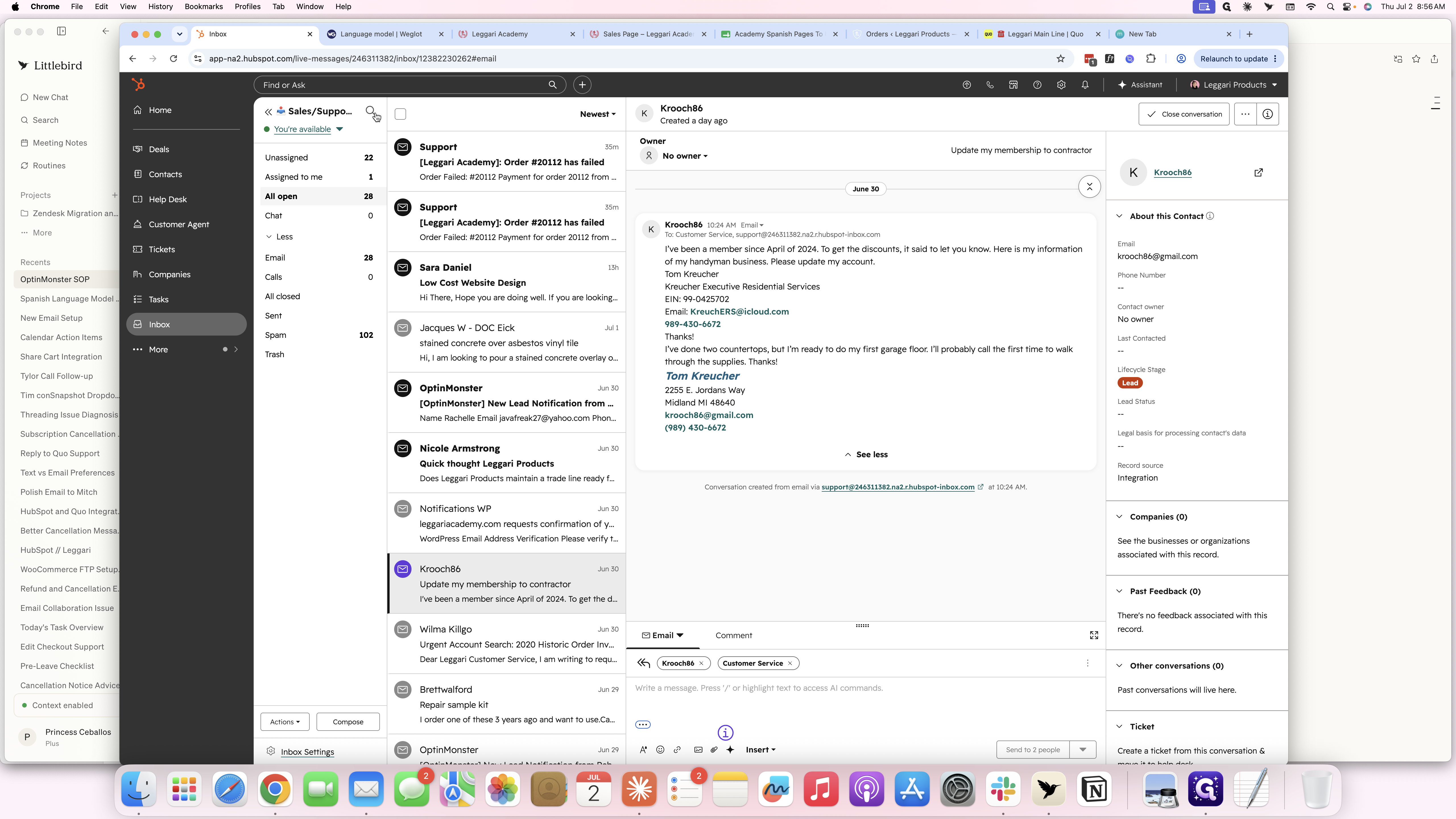 Step #1: In your HubSpot inbox, click the search icon in the left-hand navigation sidebar.