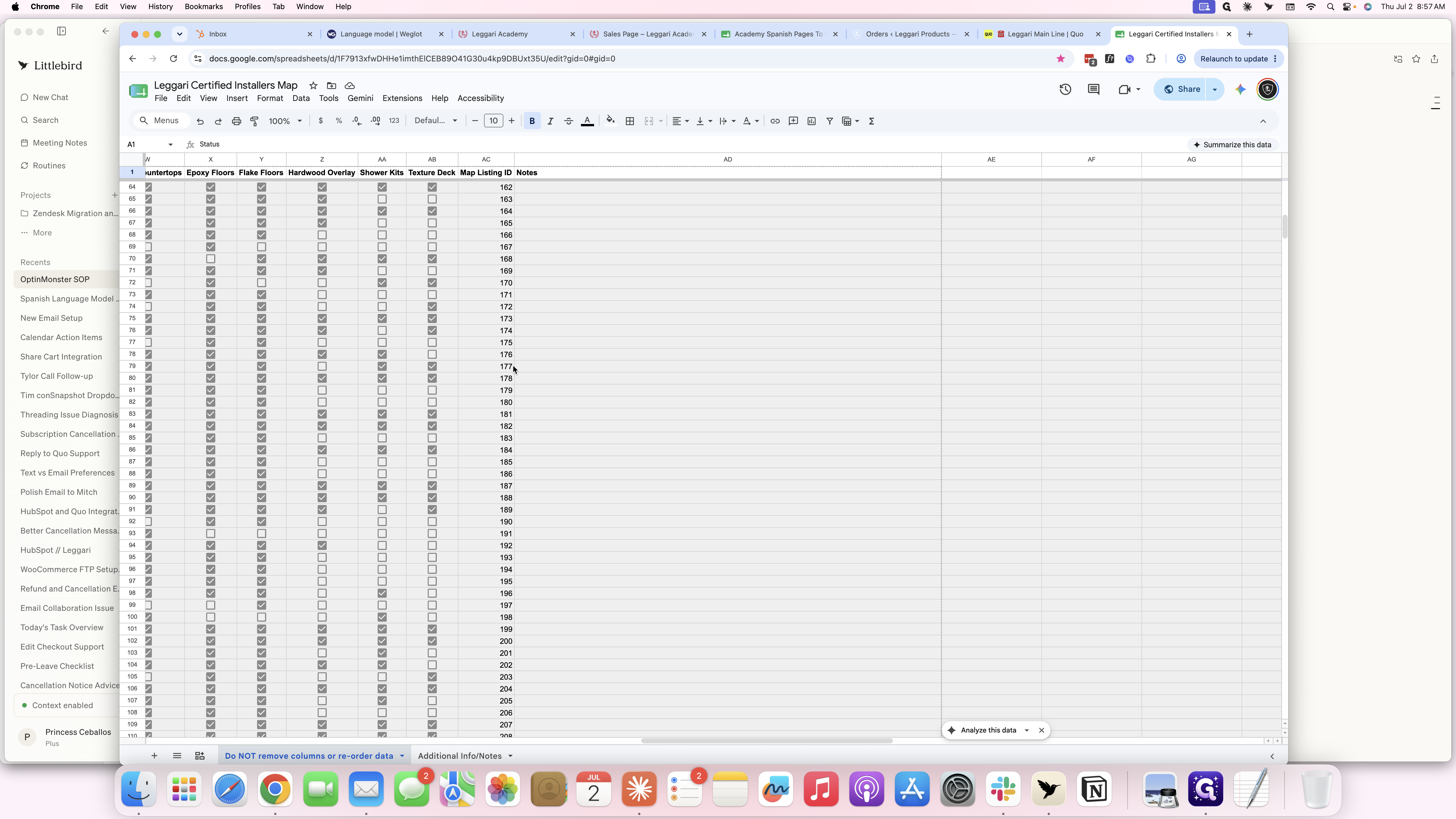 Step #6: Locate the row corresponding to the Map Listing ID from the email.