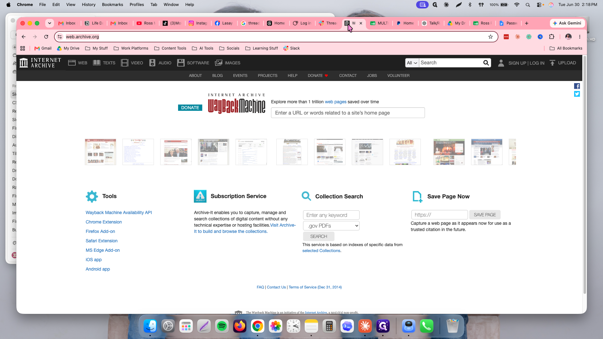 Step #10: Switch back to the Wayback Machine browser tab.