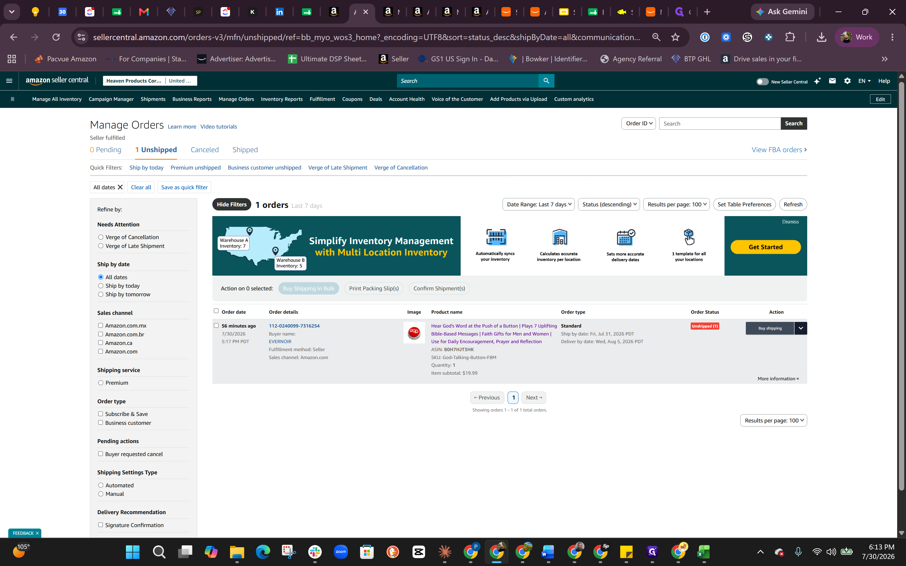 Step #1: Locate the order in the Manage Orders dashboard and click Buy shipping.