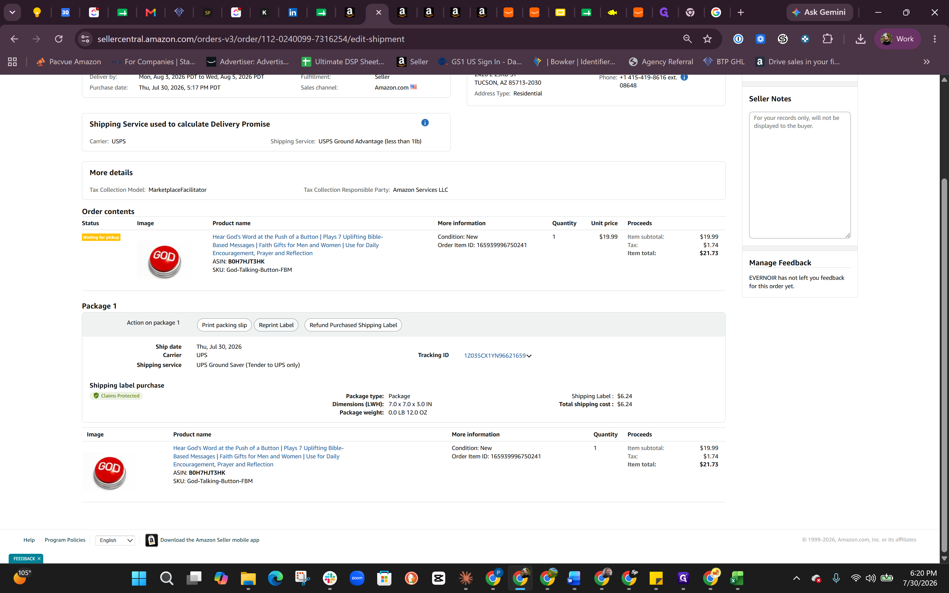 Step #9: Click Reprint Label to open the label viewer.
