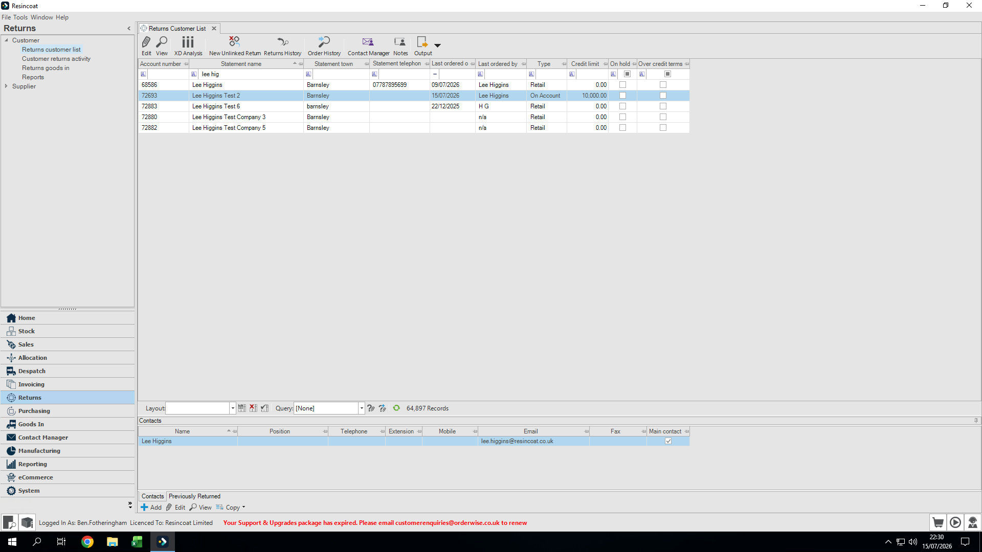 Step #2: Click on Customer returns activity.