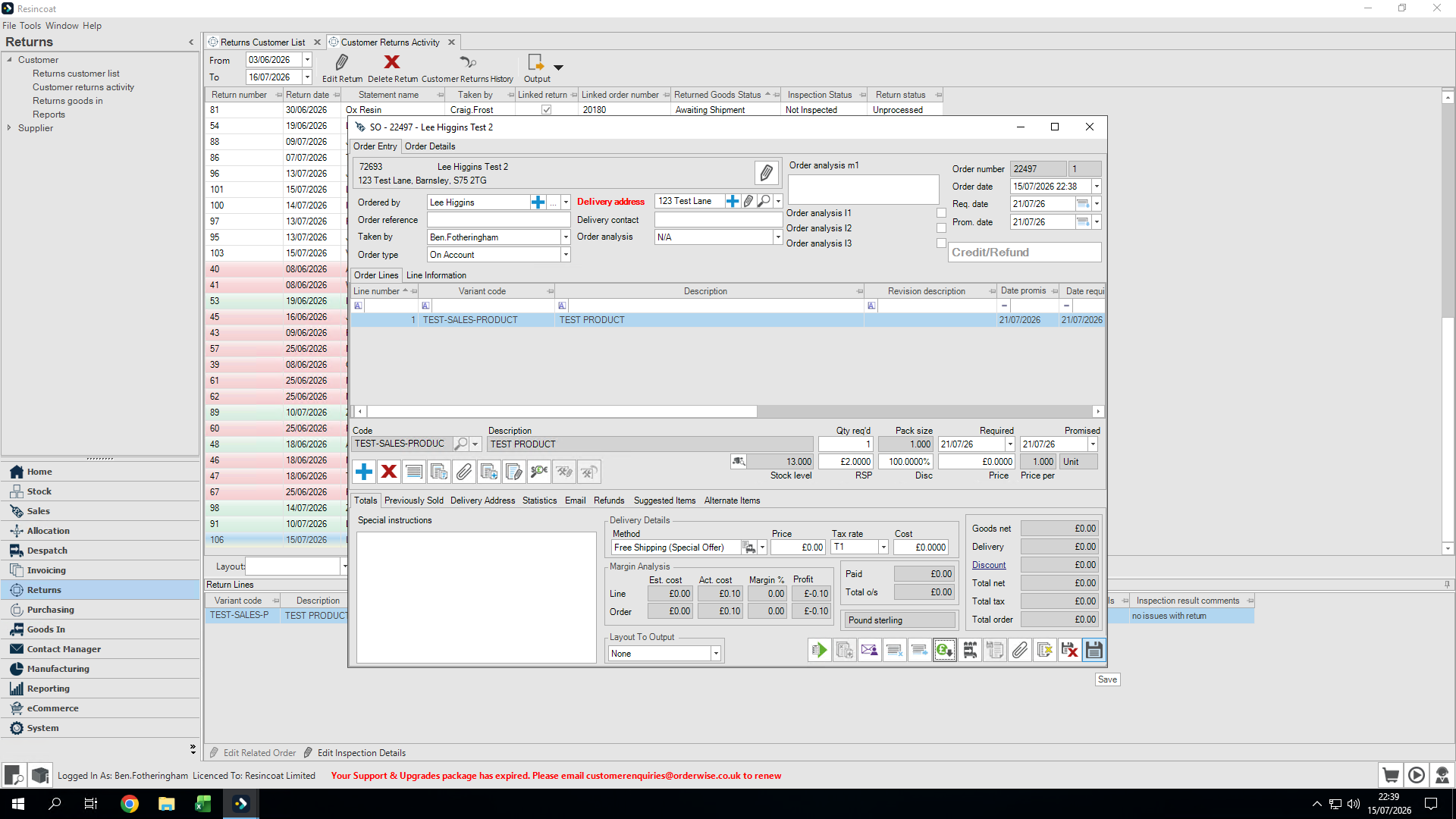 Step #28: Once the transaction is completed, click Save to finish the return.