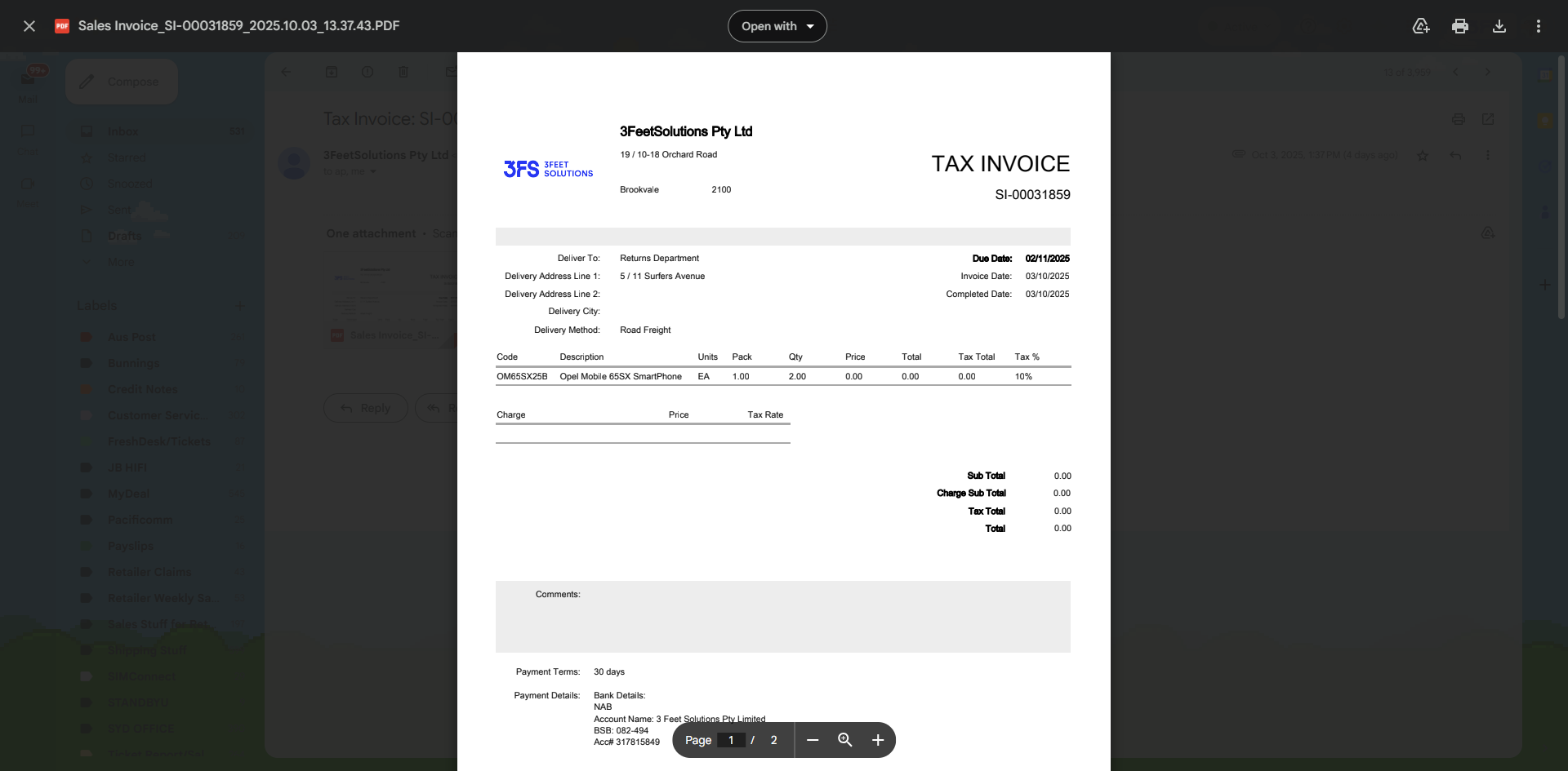 Step #7: Copy the invoice number for reference