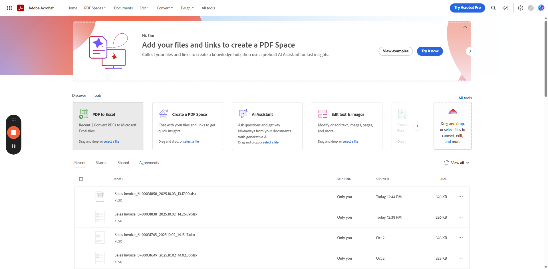 Step #4: Click on "PDF to Excel"
