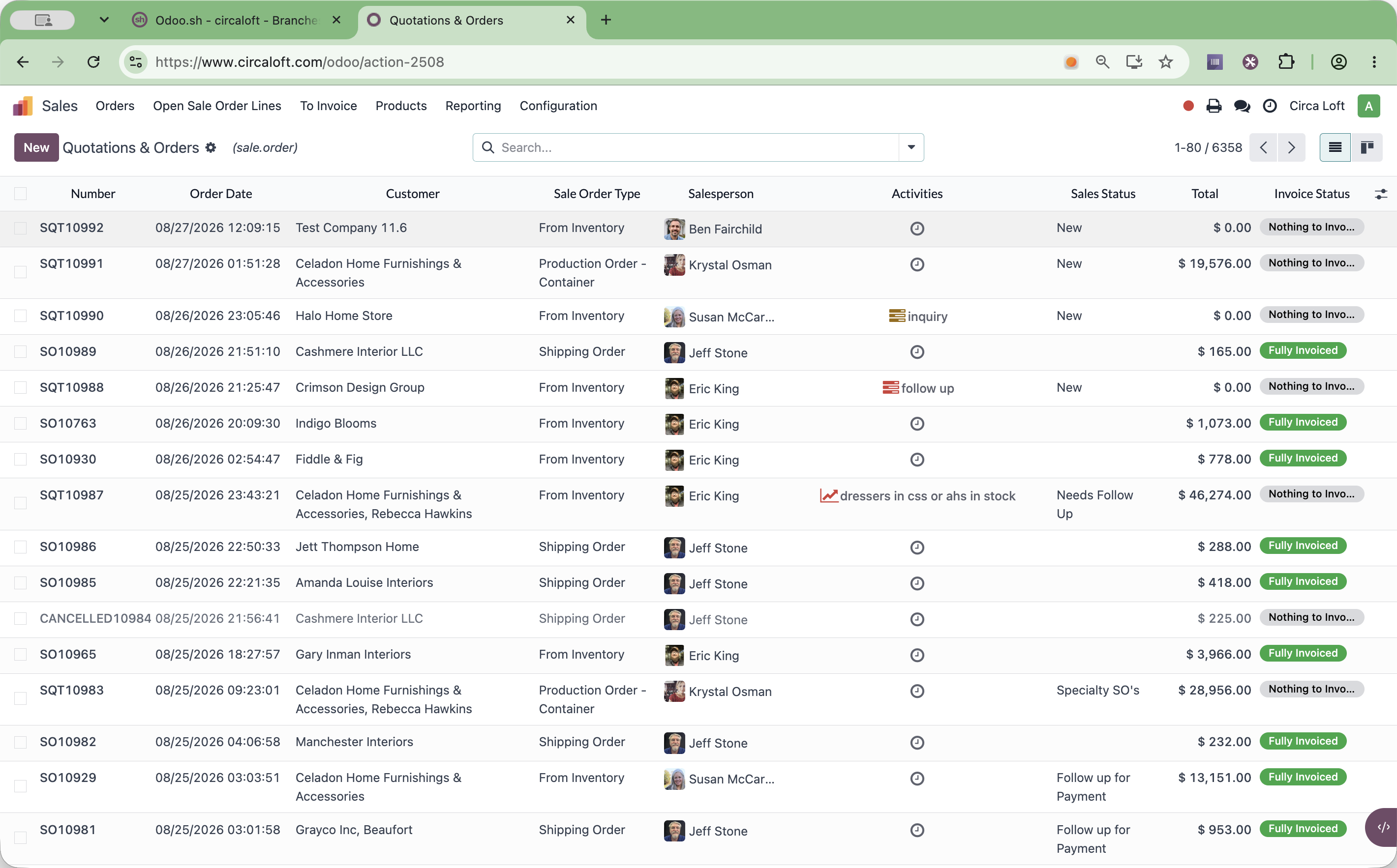 Step #5: Click any sales record to open its form view.