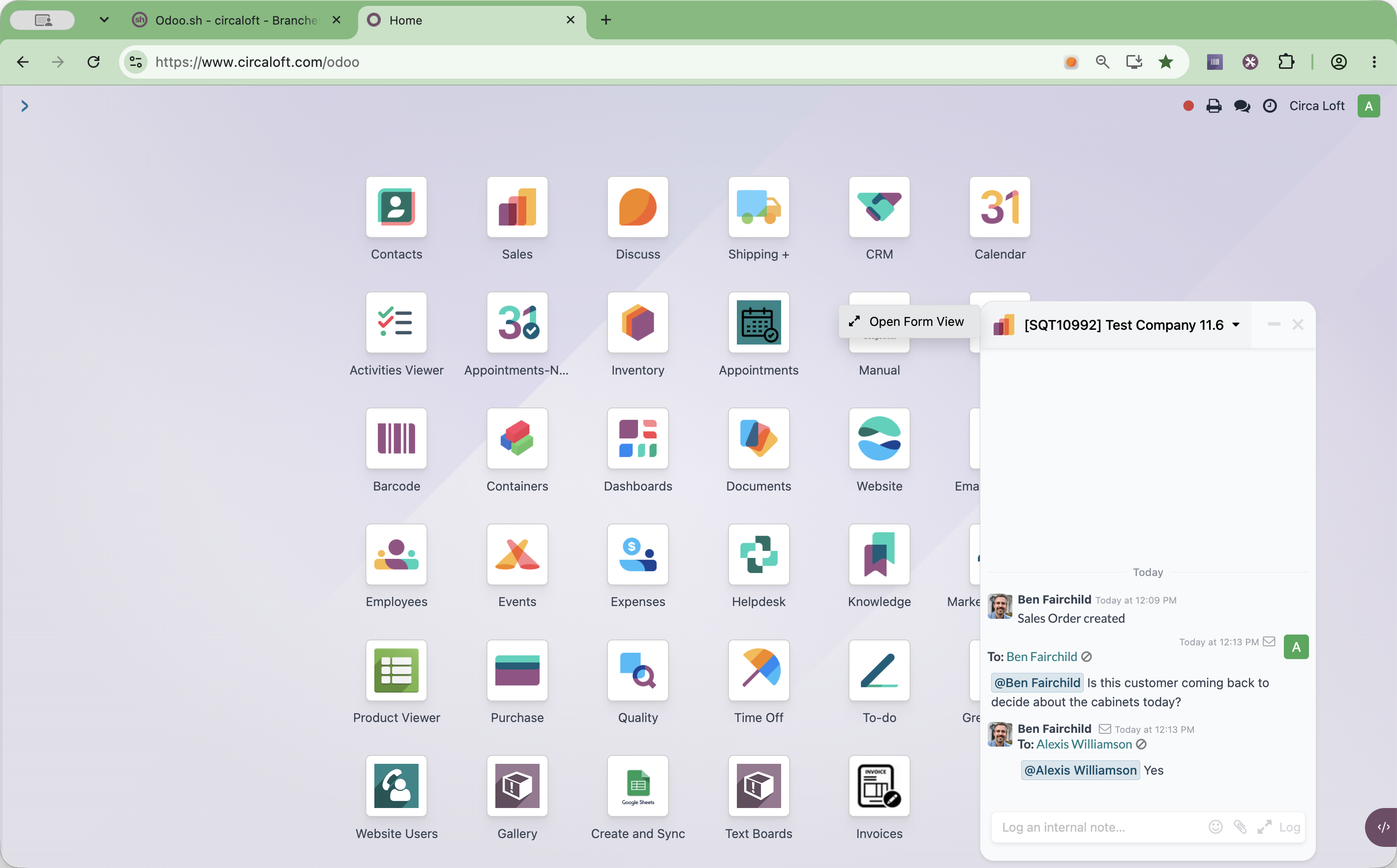 Step #12: Click Open Form View to jump directly to the referenced document and its full conversation history.