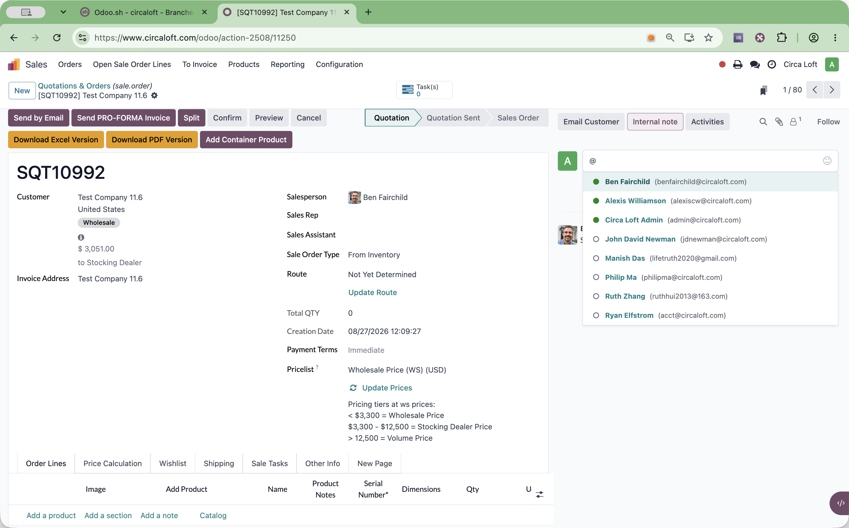 Step #7: Type @ to mention a teammate and select their name from the autocomplete list.