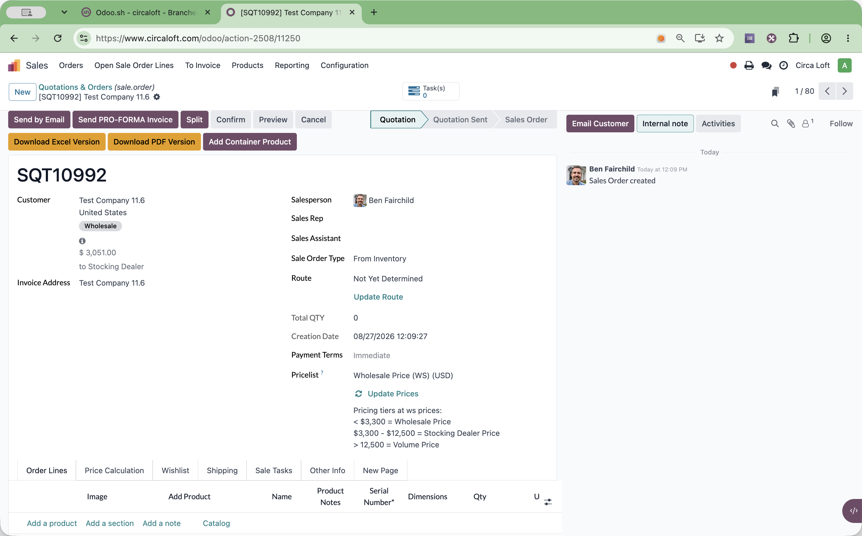 Step #6: Click Internal note in the Chatter header panel.