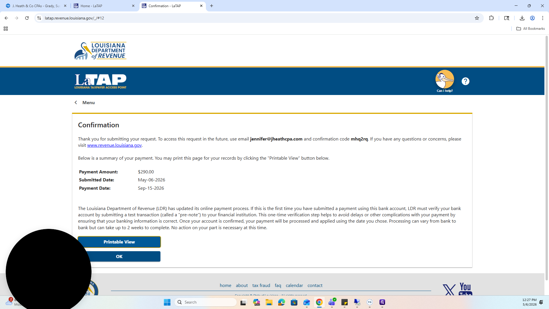 Step #58: Click Printable View on the confirmation screen.