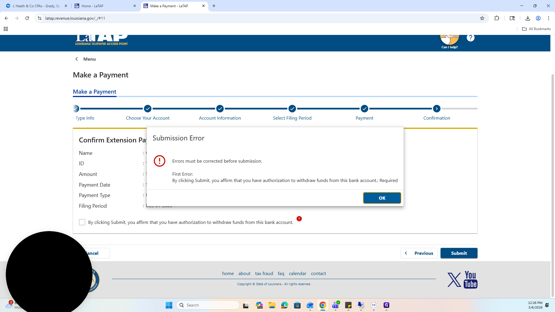 Step #45: Check the box to authorize the withdrawal of funds.