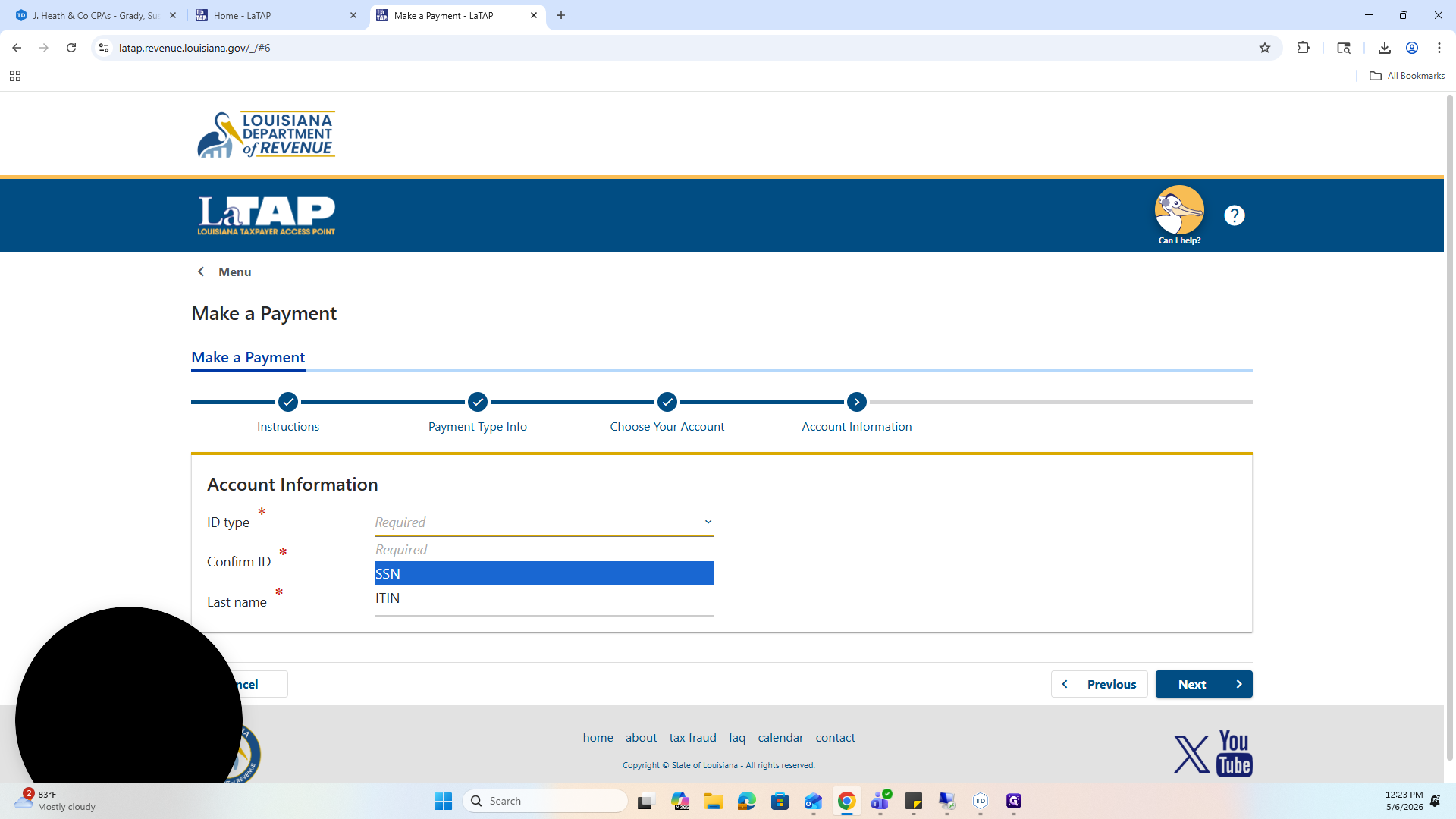 Step #15: Choose the ID type, such as SSN.