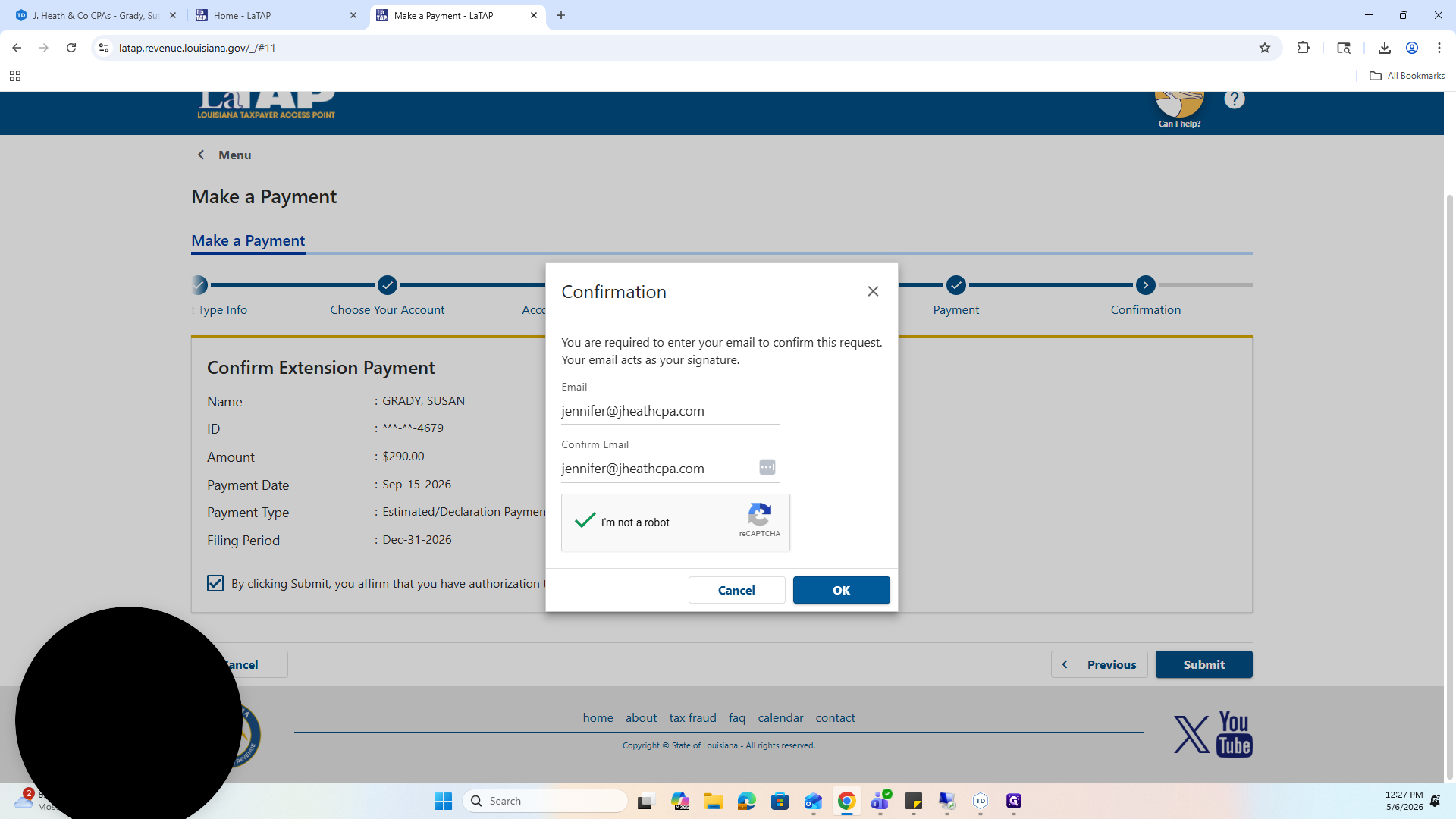 Step #57: Click OK to finalize the payment.