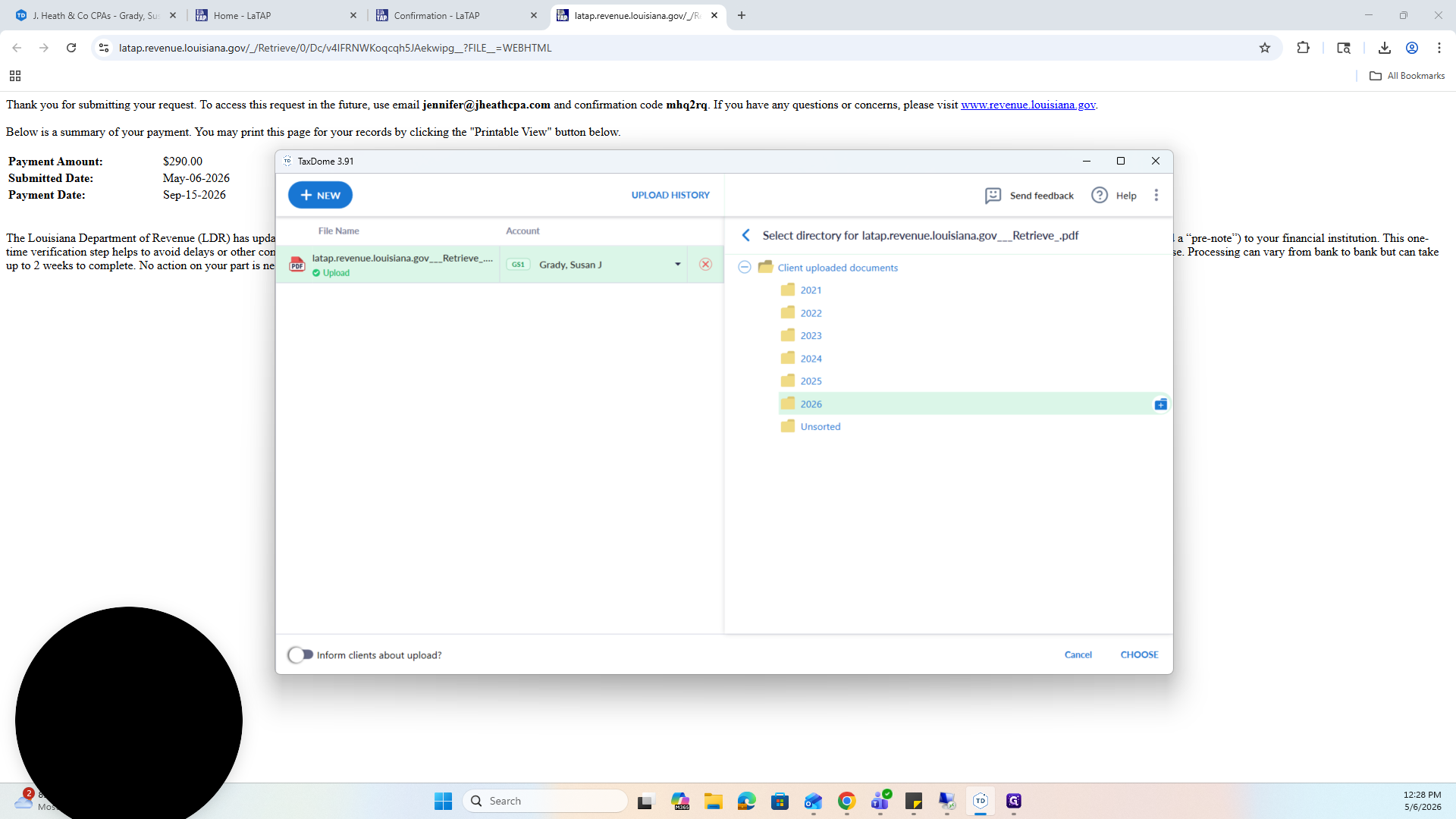 Step #69: Select the correct tax year subfolder (e.g., 2026).