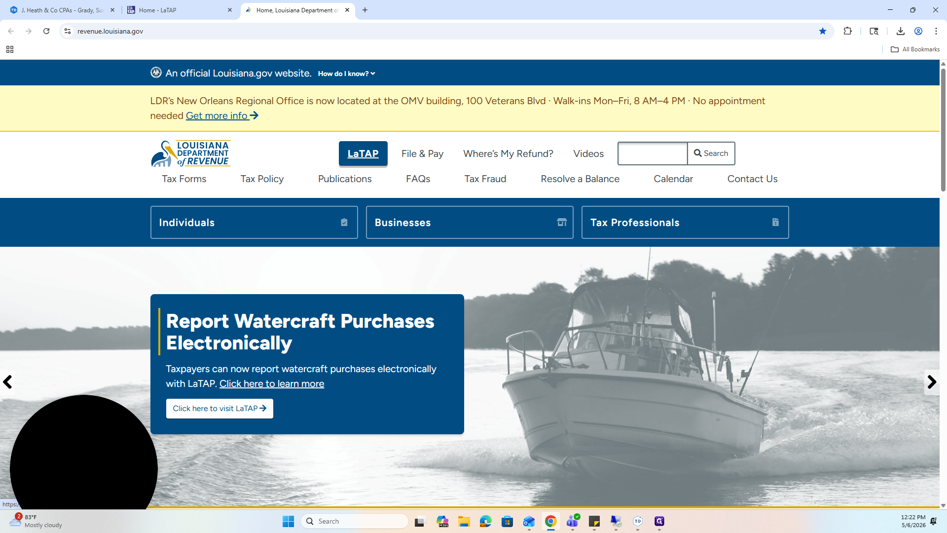 Step #2: Navigate to the Louisiana Department of Revenue homepage and click on LaTAP.