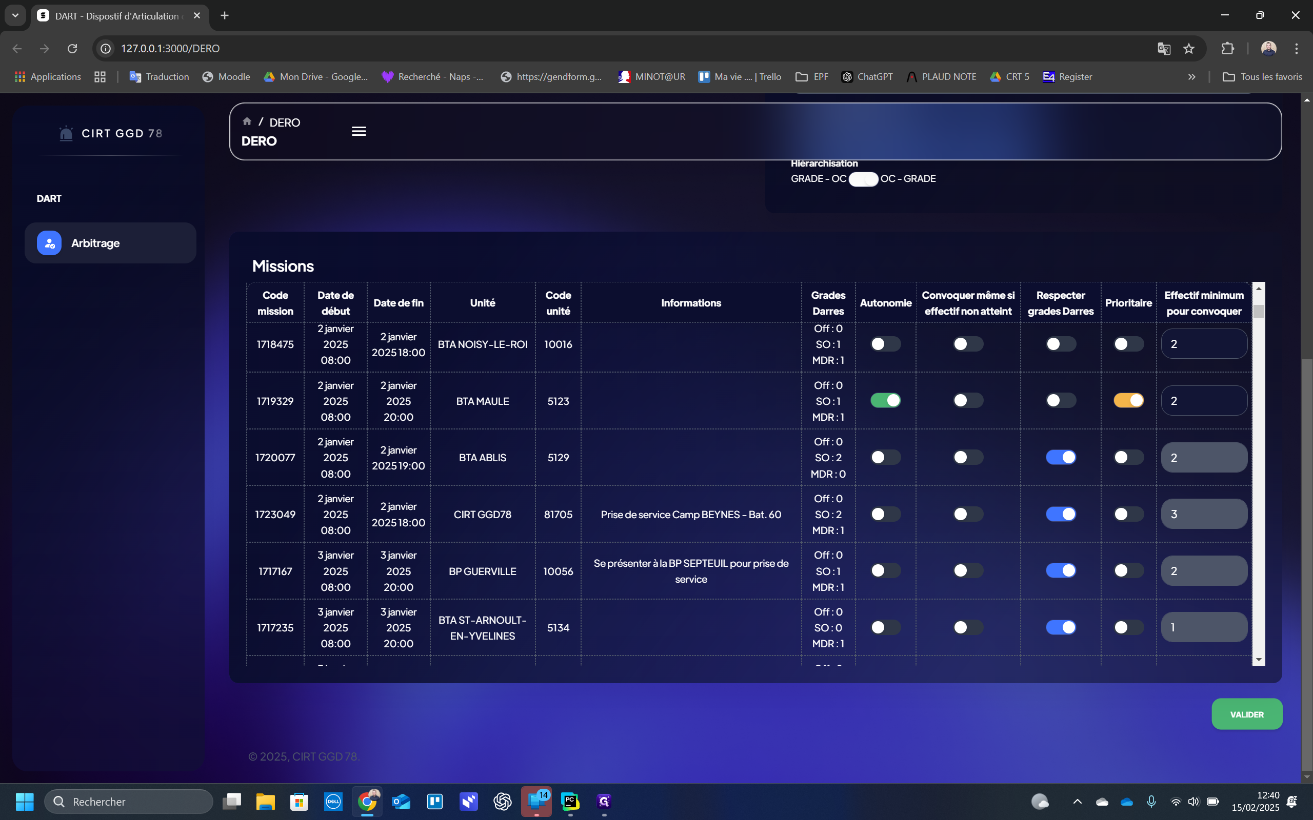 Step #16: Cliquer sur Valider pour lancer l'arbitrage 