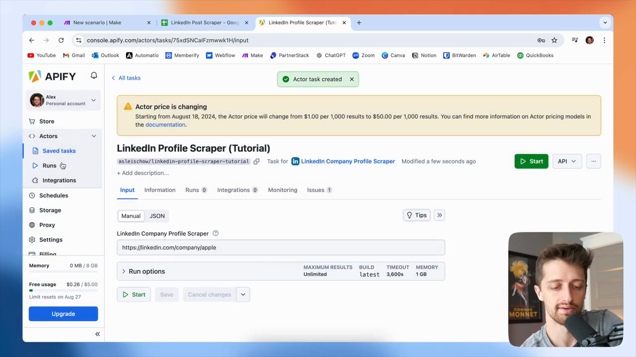 Step #32: Click on Saved tasks in the left sidebar.