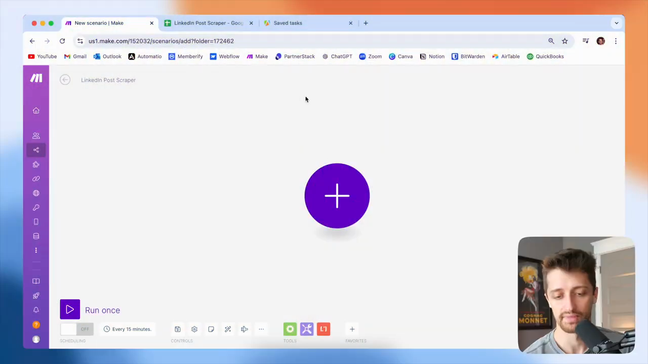 Step #7: Click the large plus button in the center to begin creating your scenario.
