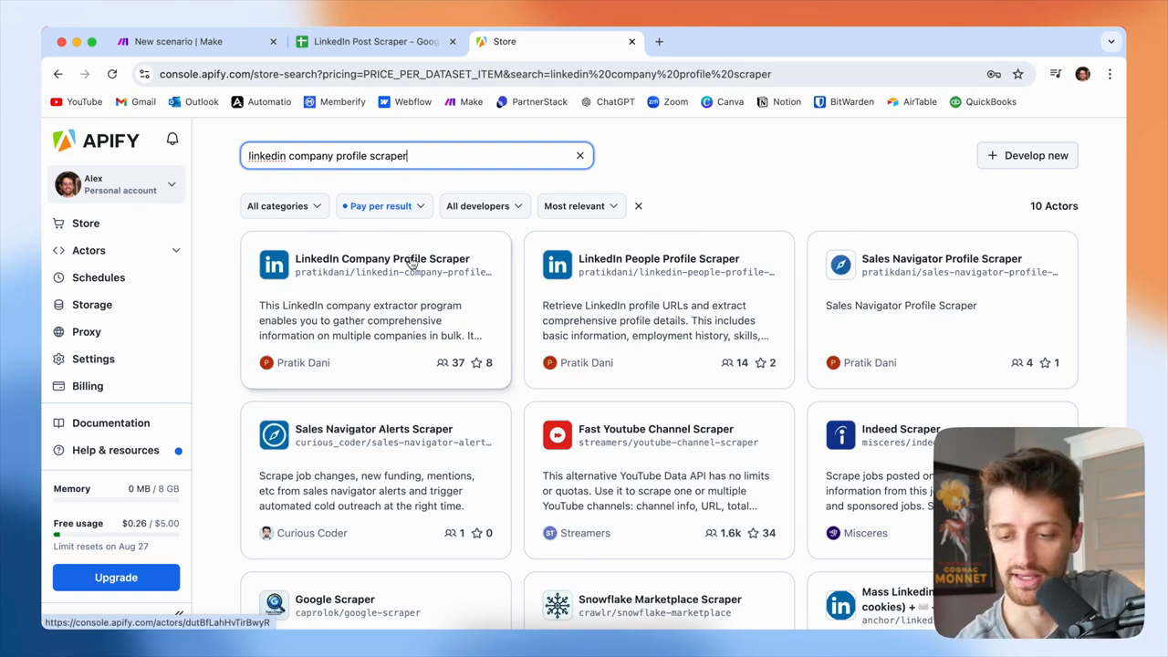 Step #26: Click the 'LinkedIn Company Profile Scraper' link.
