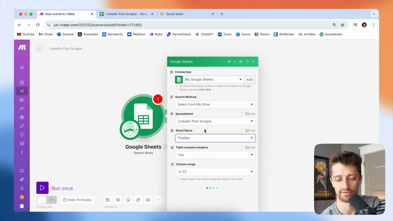 Step #16: Click the Sheet Name dropdown and select 'Profiles'.