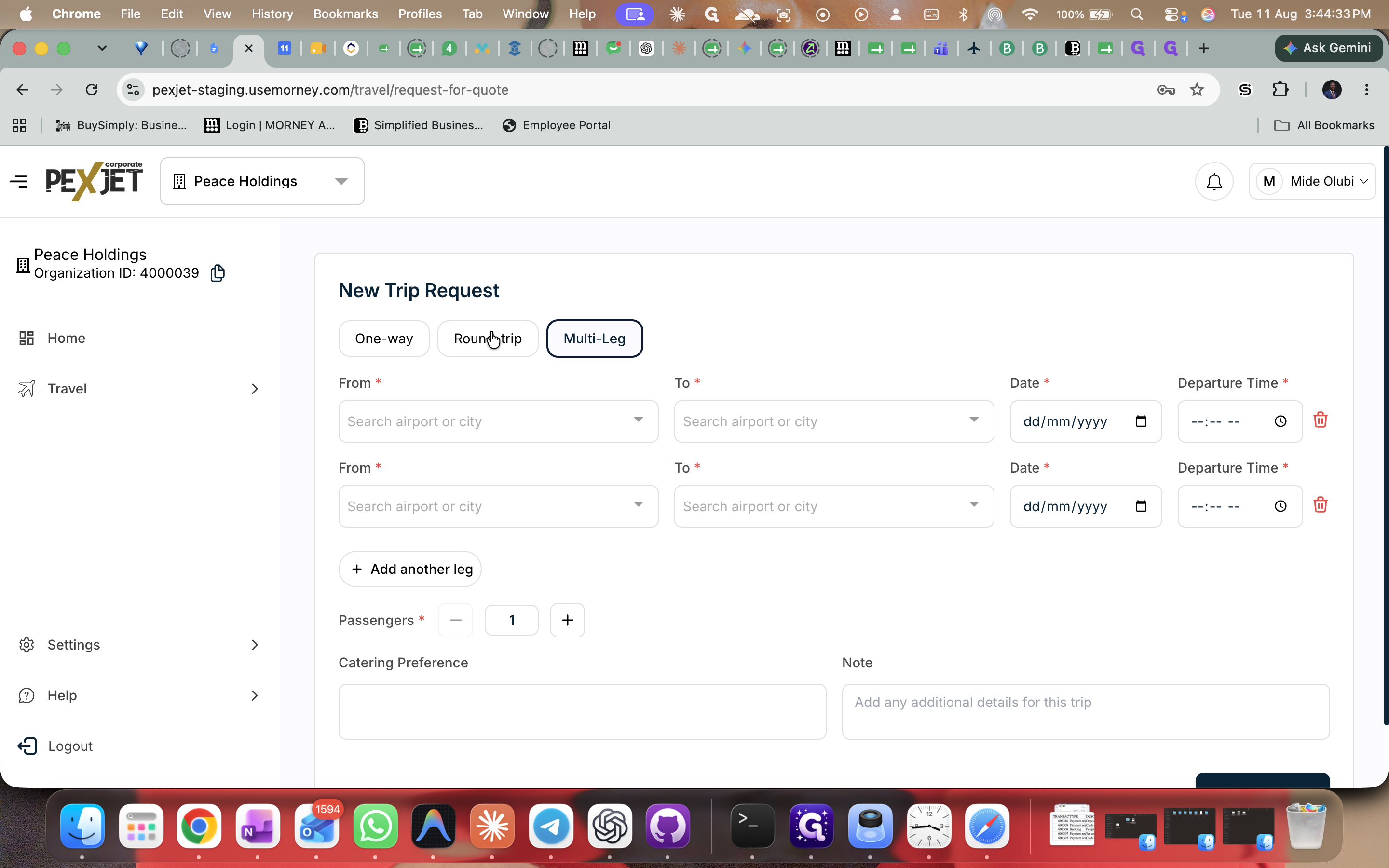 Step #2: Click Roundtrip to set the trip format.