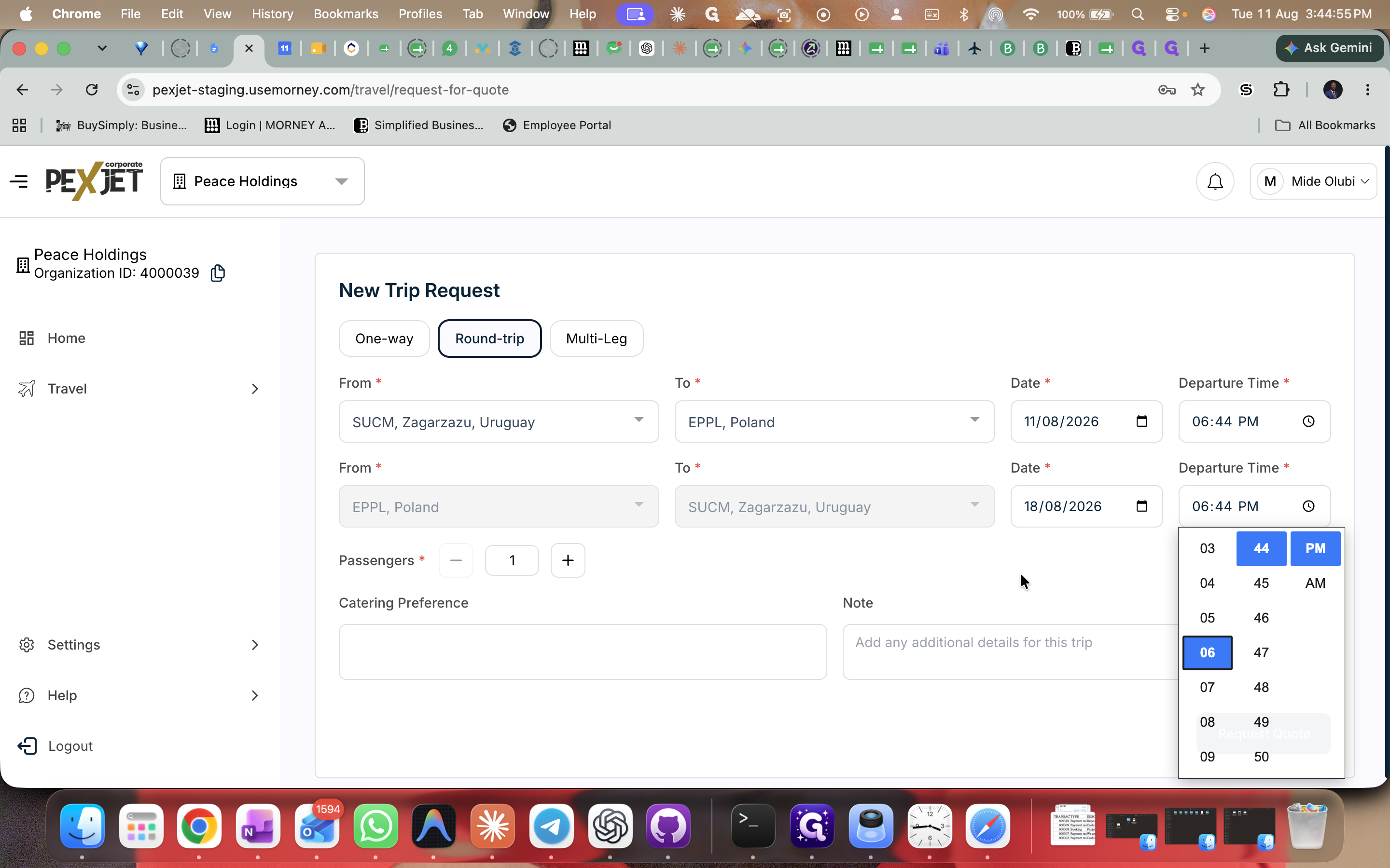 Step #12: Click the return time field to select your preferred return time.