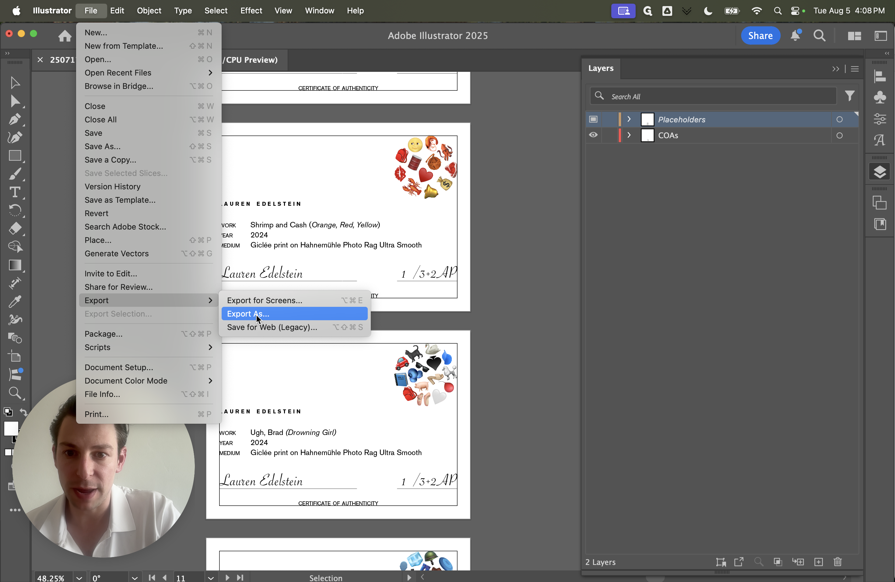 Step #7: Click on "Export As"