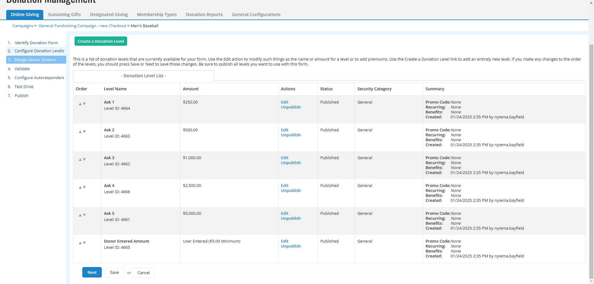 Step #11: Click on 3. Design Donor Screens