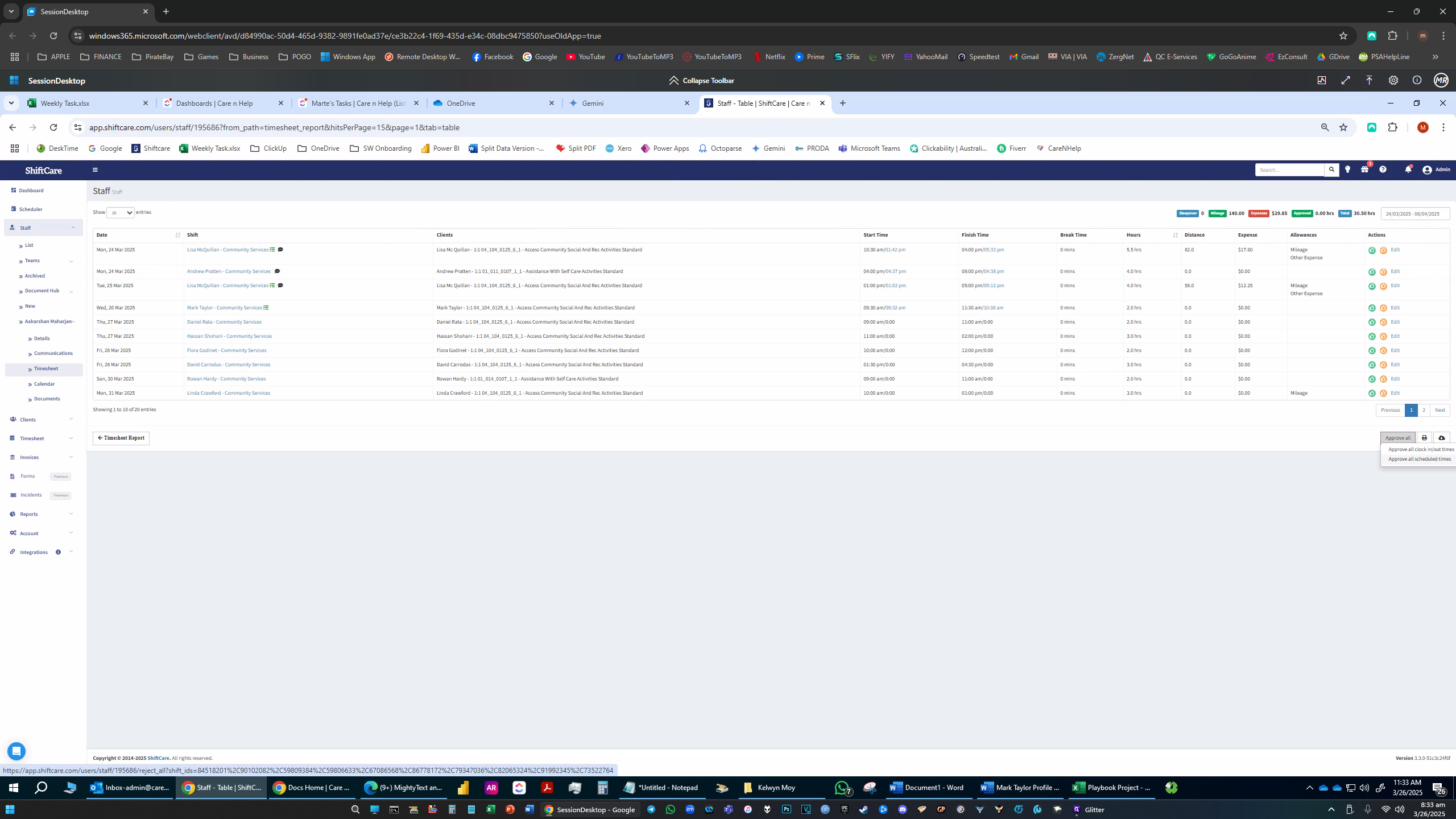 Step #18: Once Validated, Click On Approve All on the Bottom Right, then "Approve Scheduled Times". Repeat this step for the rest of the employees.