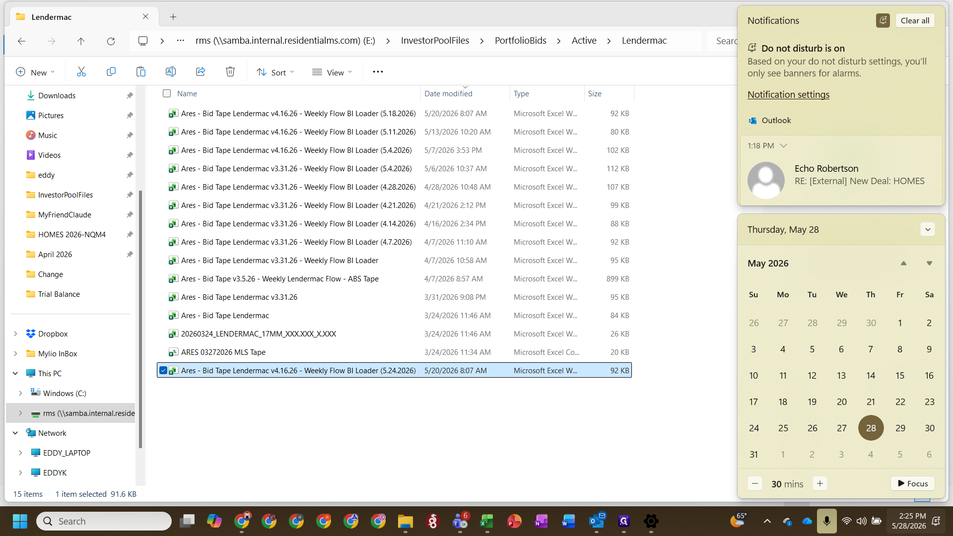 Step #1: Open the weekly flow BI Loader file for your specific seller (e.g., LenderMac).
