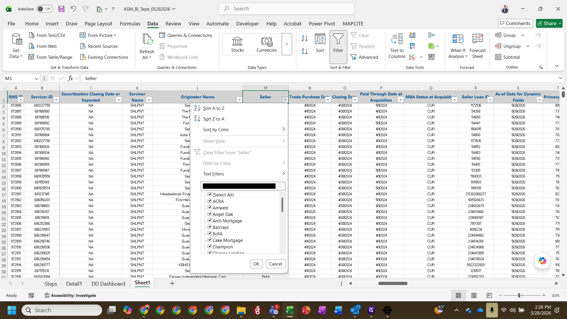 Step #5: Click the filter dropdown on the Seller column.